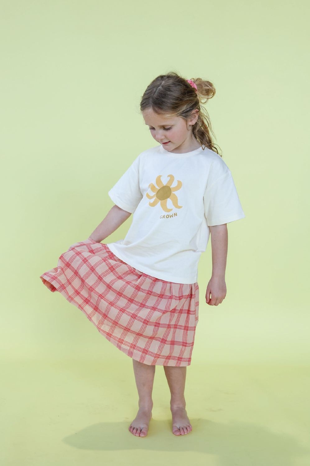 Grown - Tomato Cotton Check Skirt