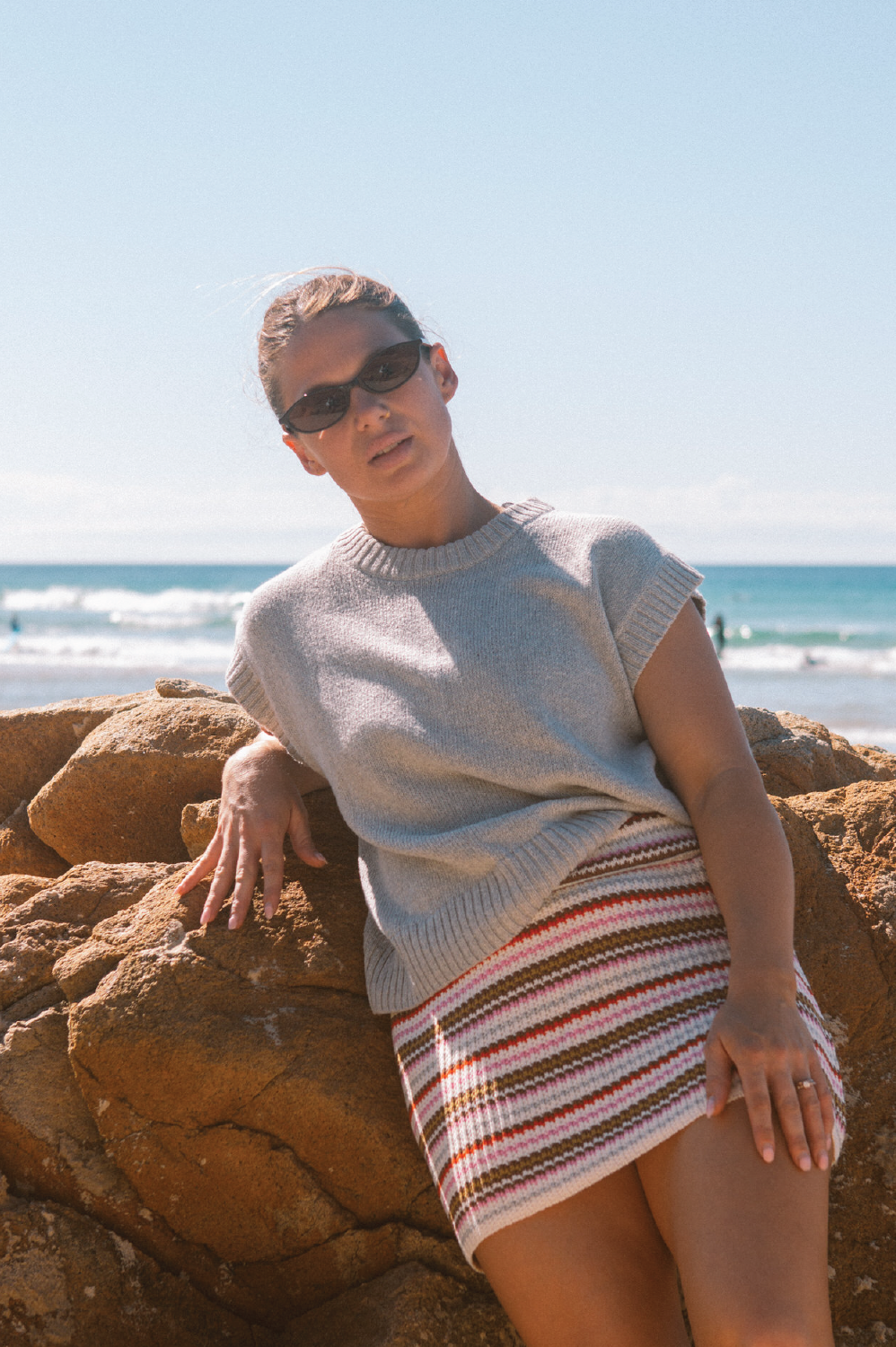 Grown - Ladies Jersey Knit Vest Stone
