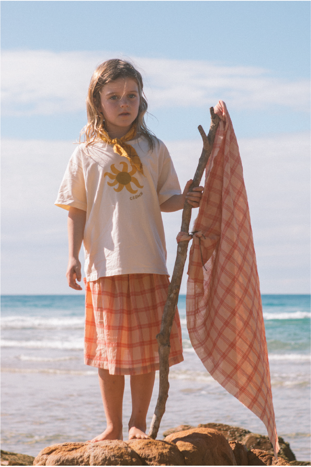 Grown - Tomato Cotton Check Skirt
