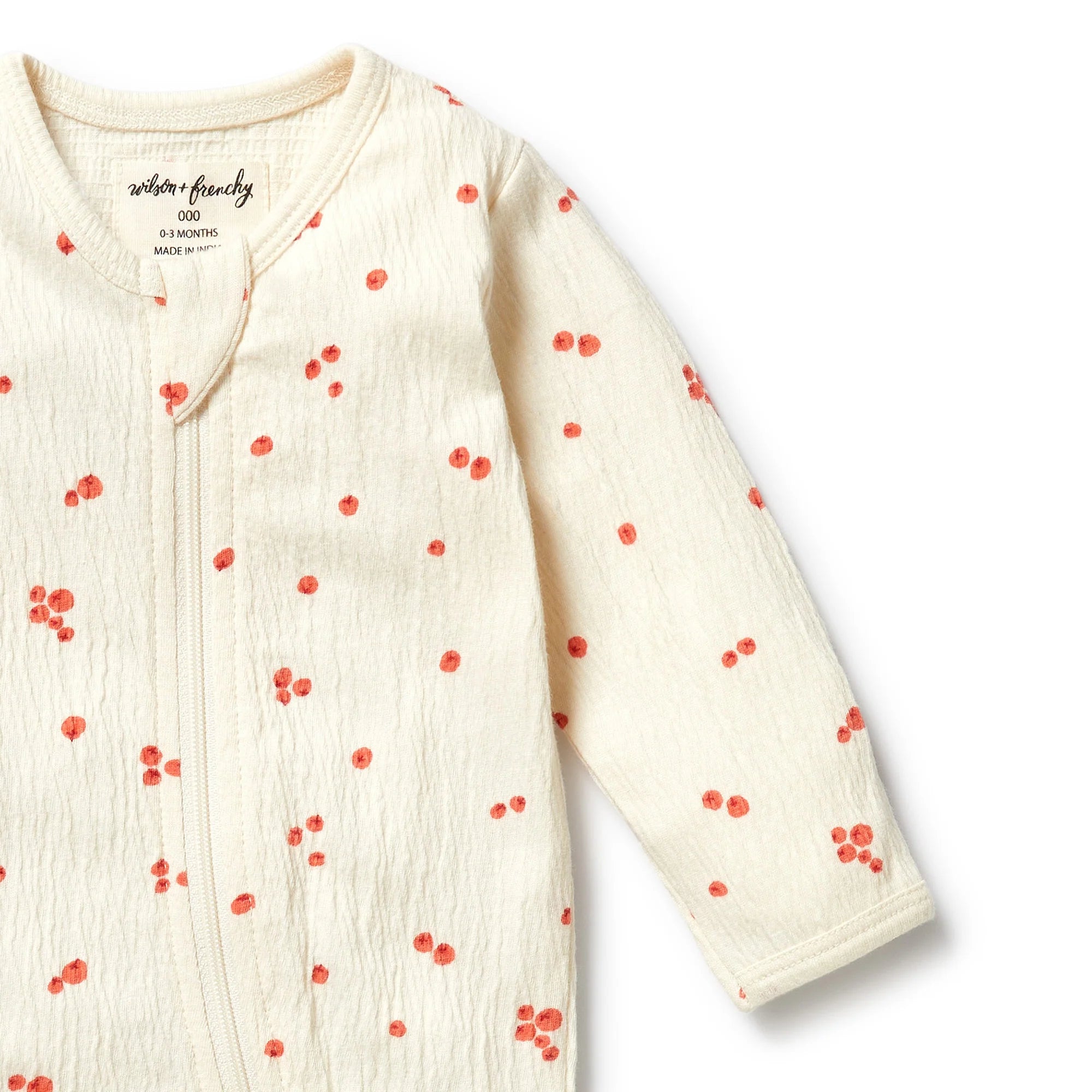 Wilson & Frenchy - Organic Crinkle Zipsuit with Feet Jolly Holly