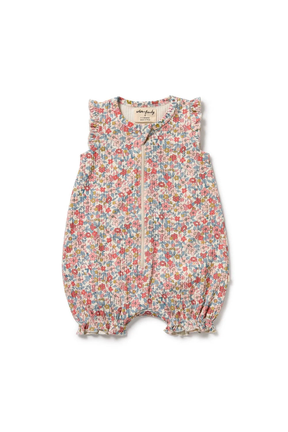 Wilson & Frenchy - Summer Bloom Organic Ruffle Zipsuit