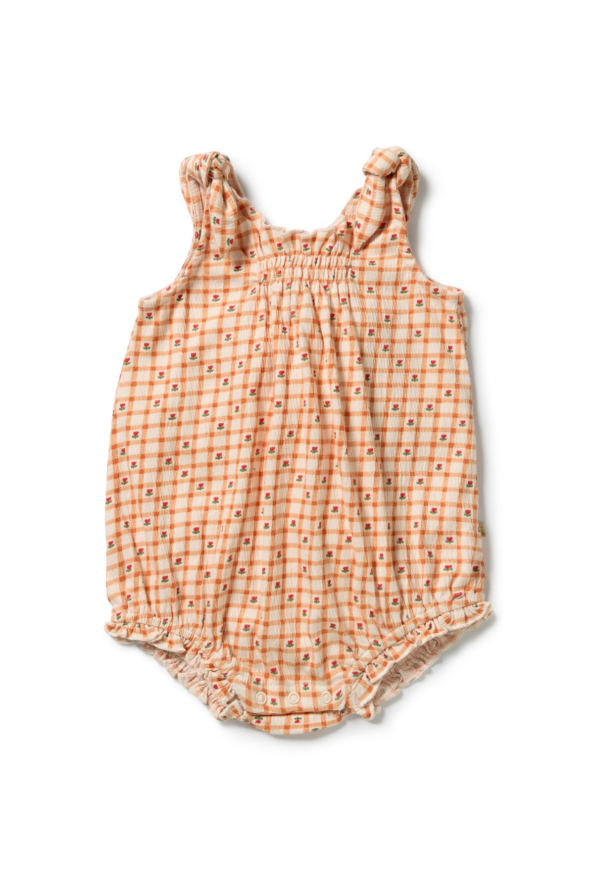 Wilson & Frenchy - Checkerberry Organic Crinkle Tie Playsuit