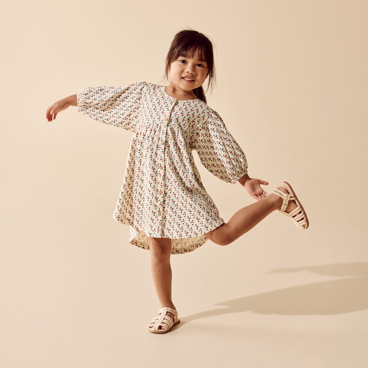Wilson & Frenchy - Little Blossom Organic Crinkle Button Dress