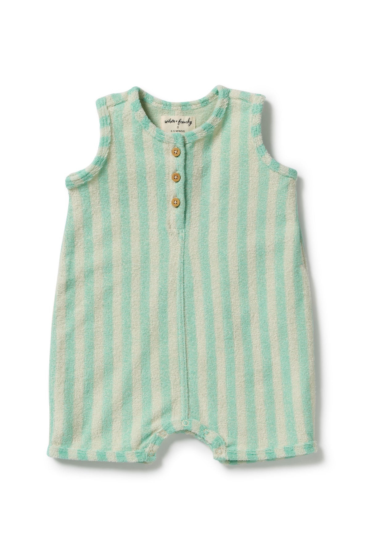 Wilson & Frenchy - Seafoam Stripe Organic Terry Growsuit