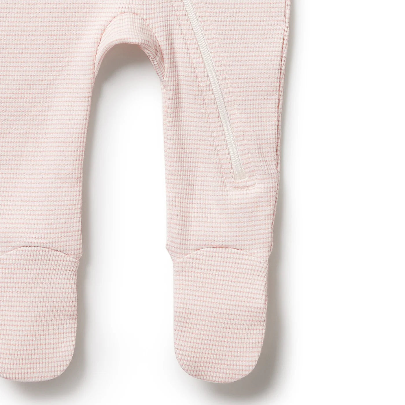 Wilson & Frenchy - Organic Stripe Rib Zipsuit with Feet Cantelope