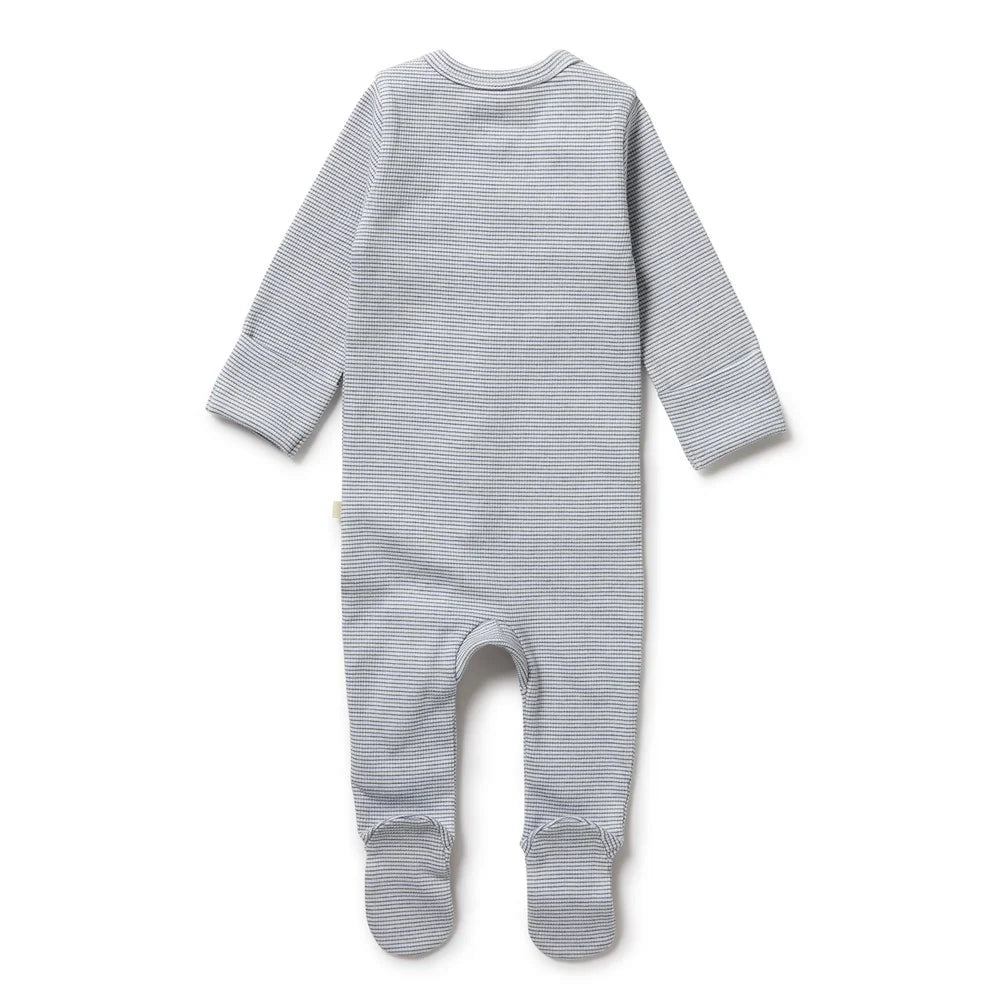 Wilson & Frenchy - Organic Stripe Rib Zipsuit with Rain Drop