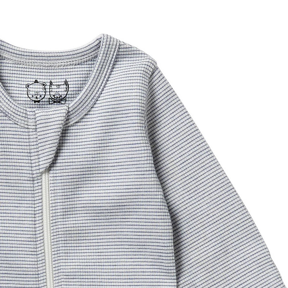 Wilson & Frenchy - Organic Stripe Rib Zipsuit with Rain Drop