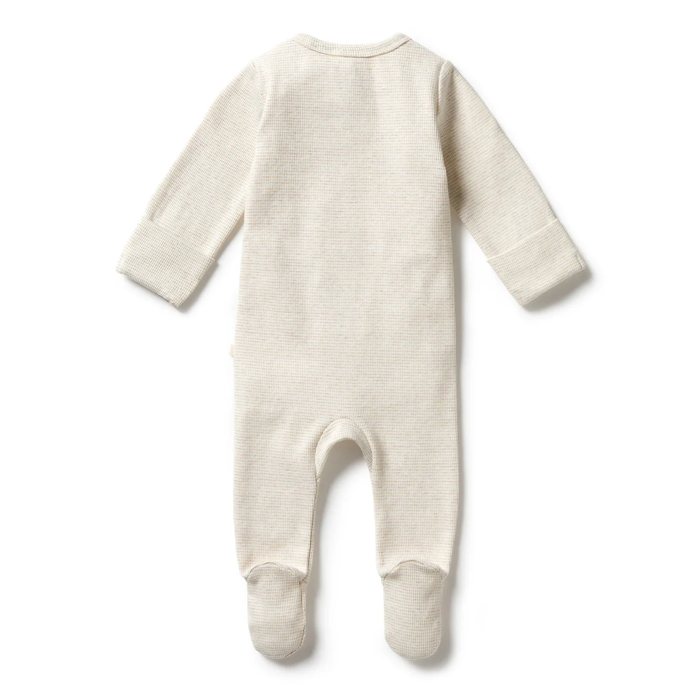 Wilson & Frenchy - Organic Stripe Rib Zipsuit with Feet Oatmeal