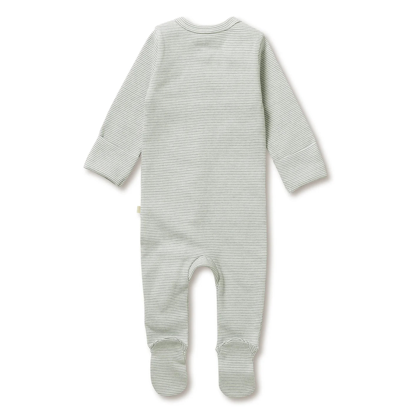 Wilson & Frenchy - Organic Stripe Rib Zipsuit with Feet Fern