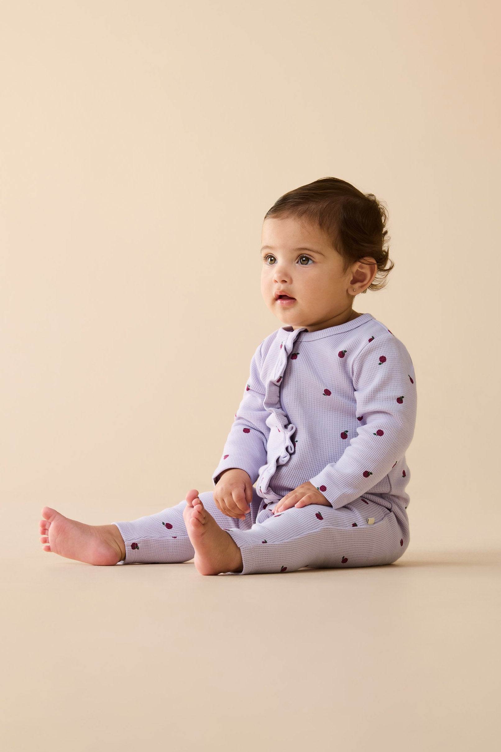 Wilson & Frenchy - Berry Plums Organic Waffle Ruffle Zipsuit