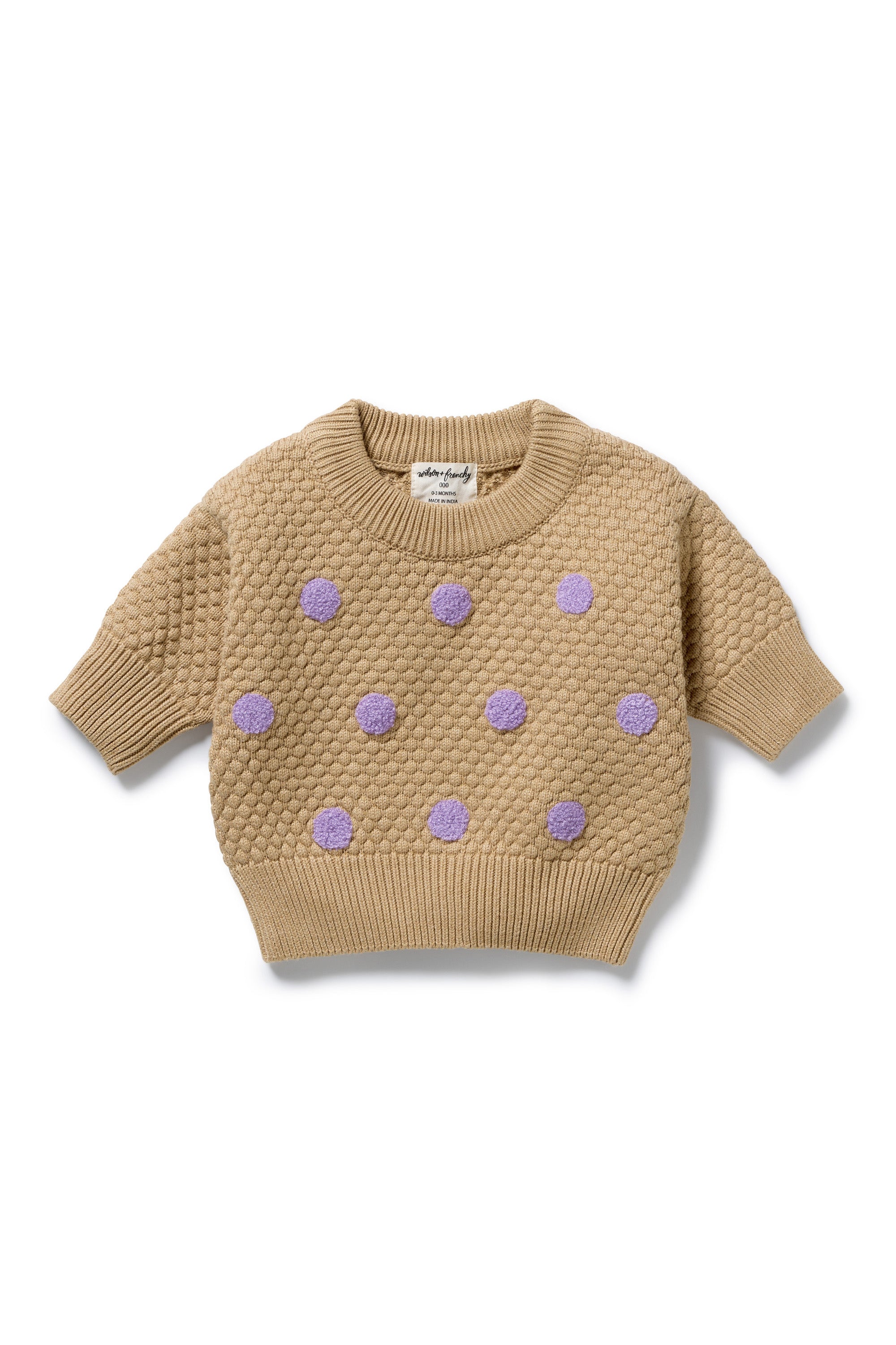 Wilson & Frenchy - Oat and Mulberry Organic Knitted Bauble Jumper