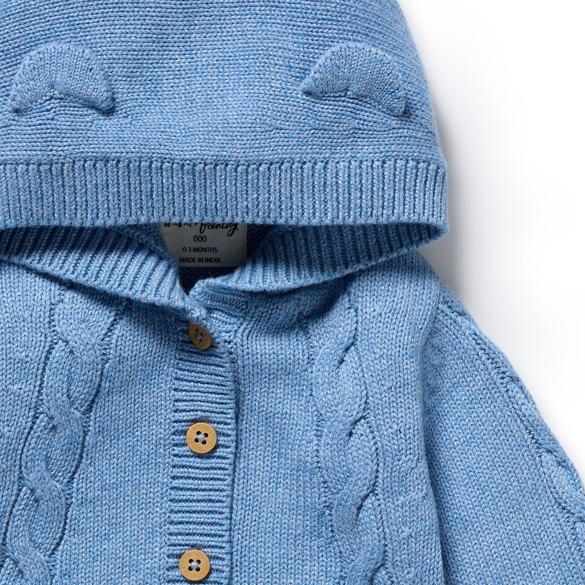 Wilson & Frenchy - Frosted Blue Organic Knitted Cable Jacket