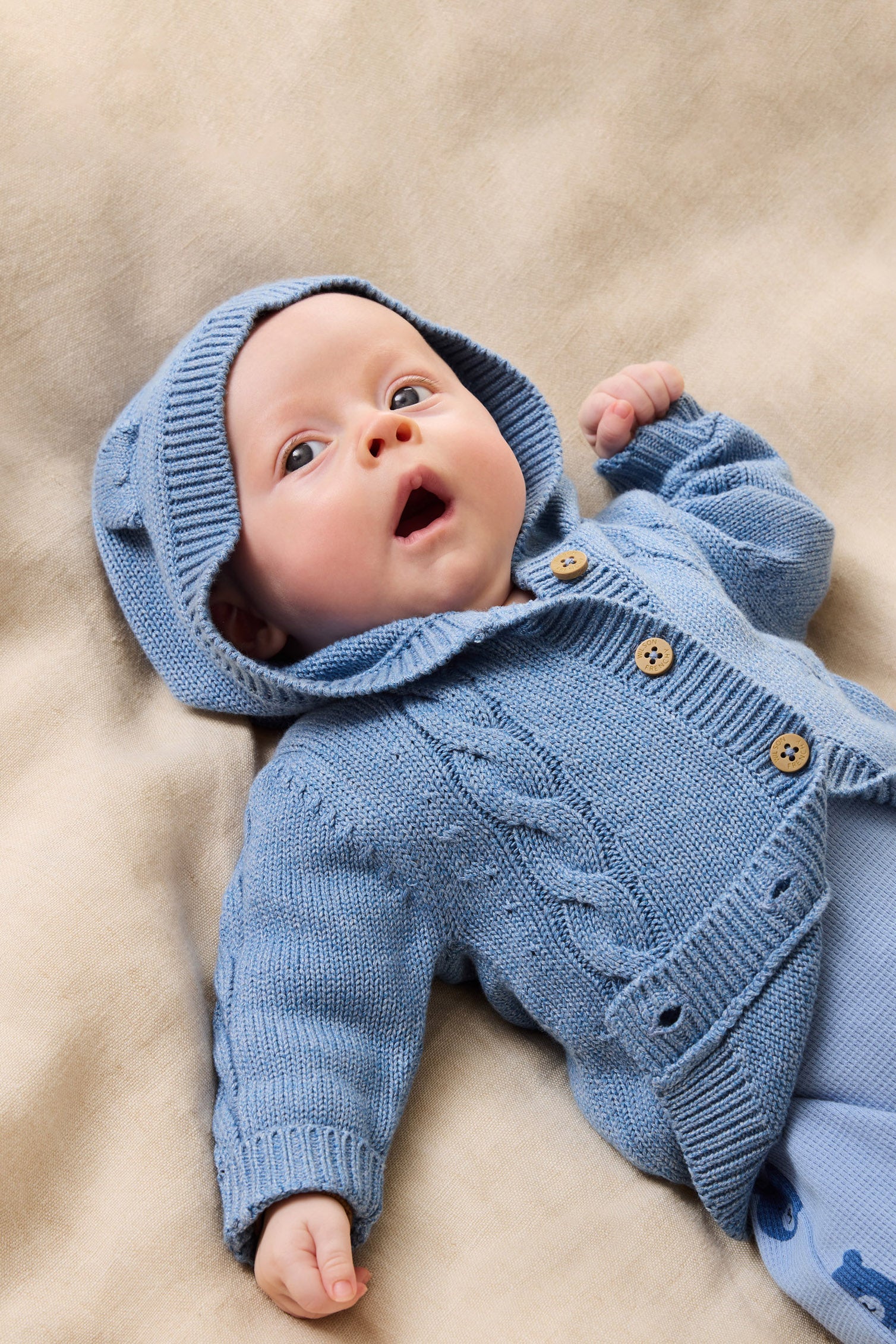 Wilson & Frenchy - Frosted Blue Organic Knitted Cable Jacket