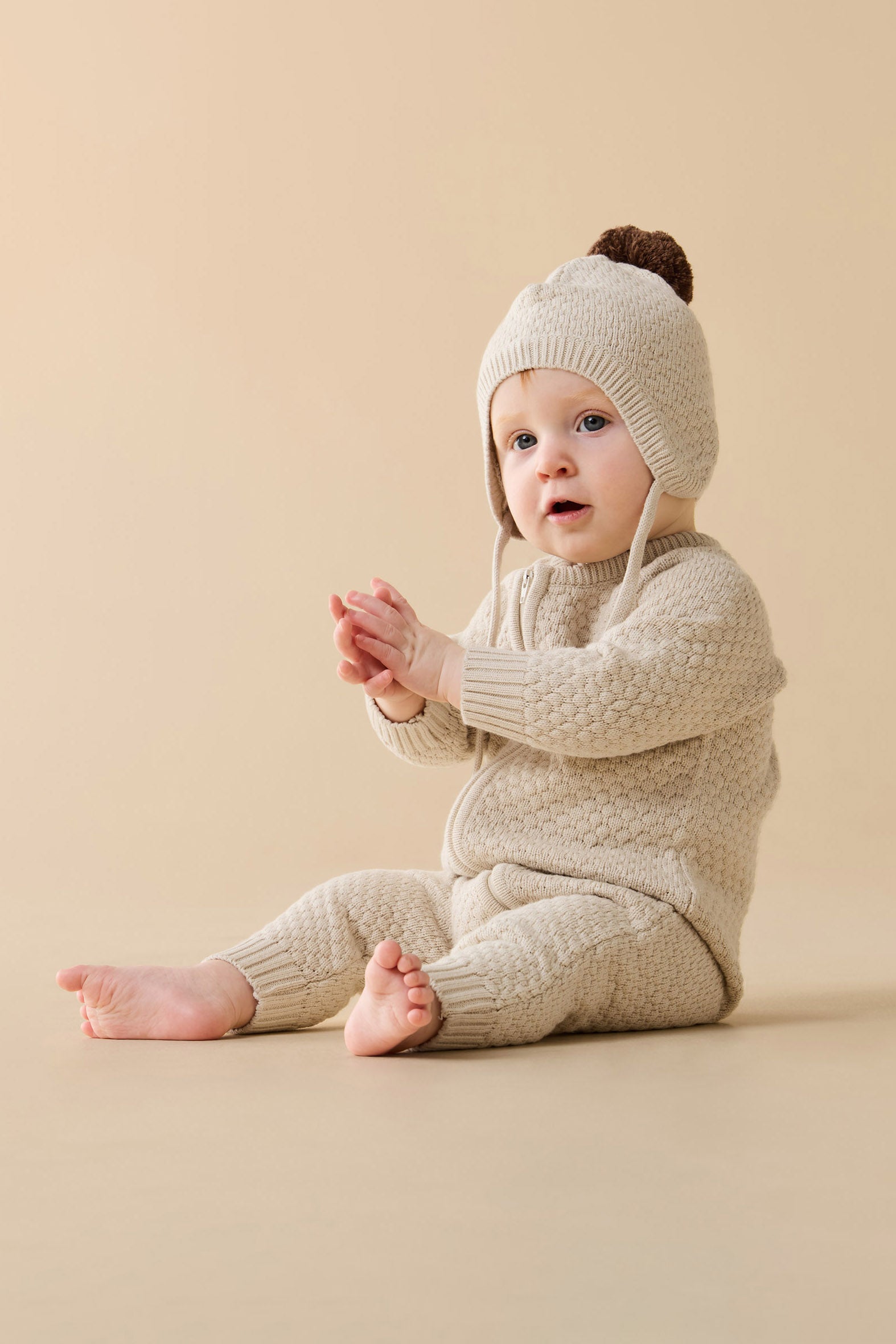 Wilson & Frenchy - Cream Organic Knitted Bubble Growsuit