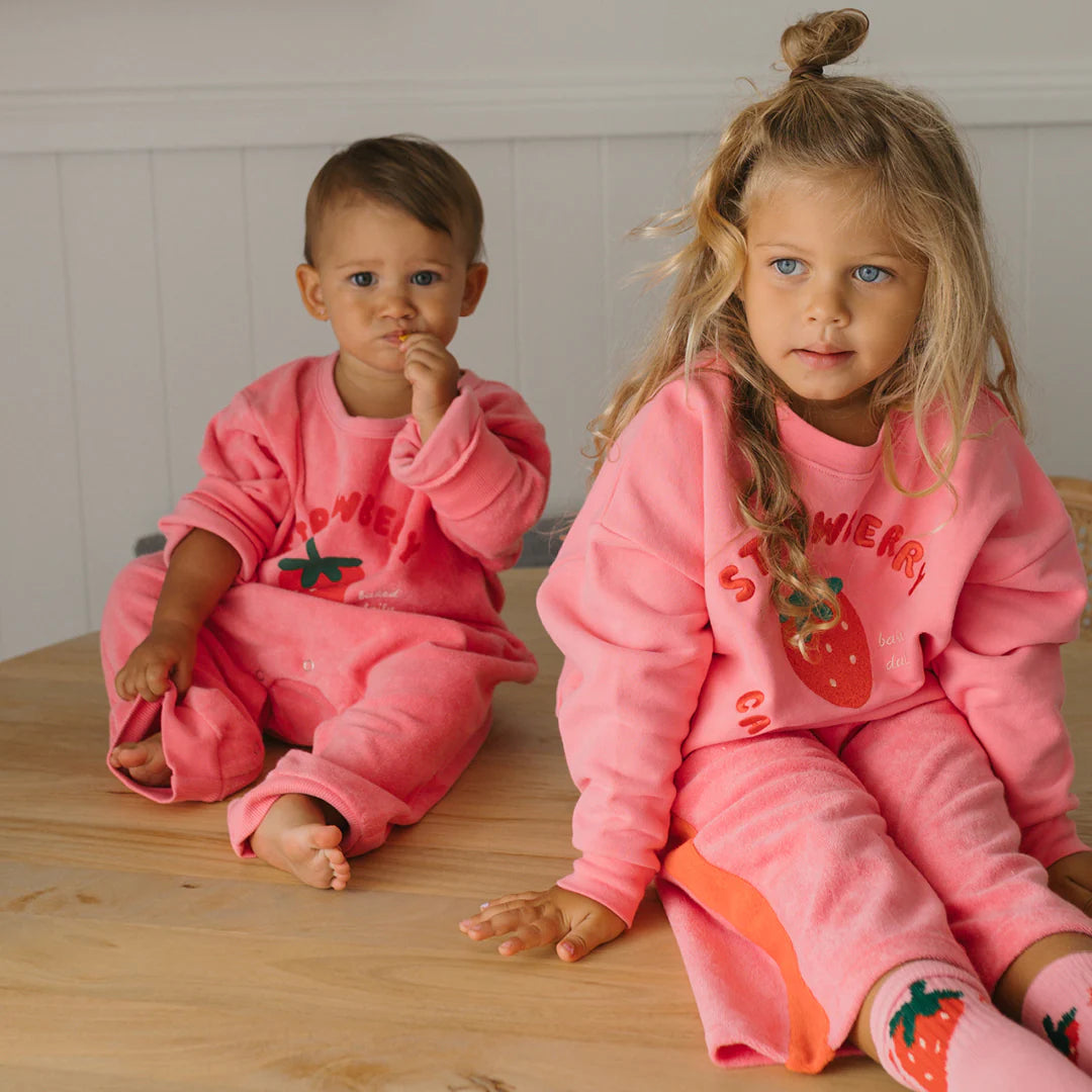 Golden Children - Strawberry Cake Playsuit Meringue Pink