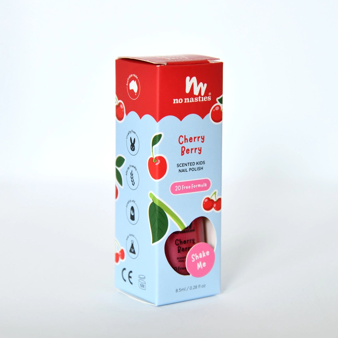 No Nasties - Scented Scratch Off Kids Nail Polish Cherry Berry/Bright Pink