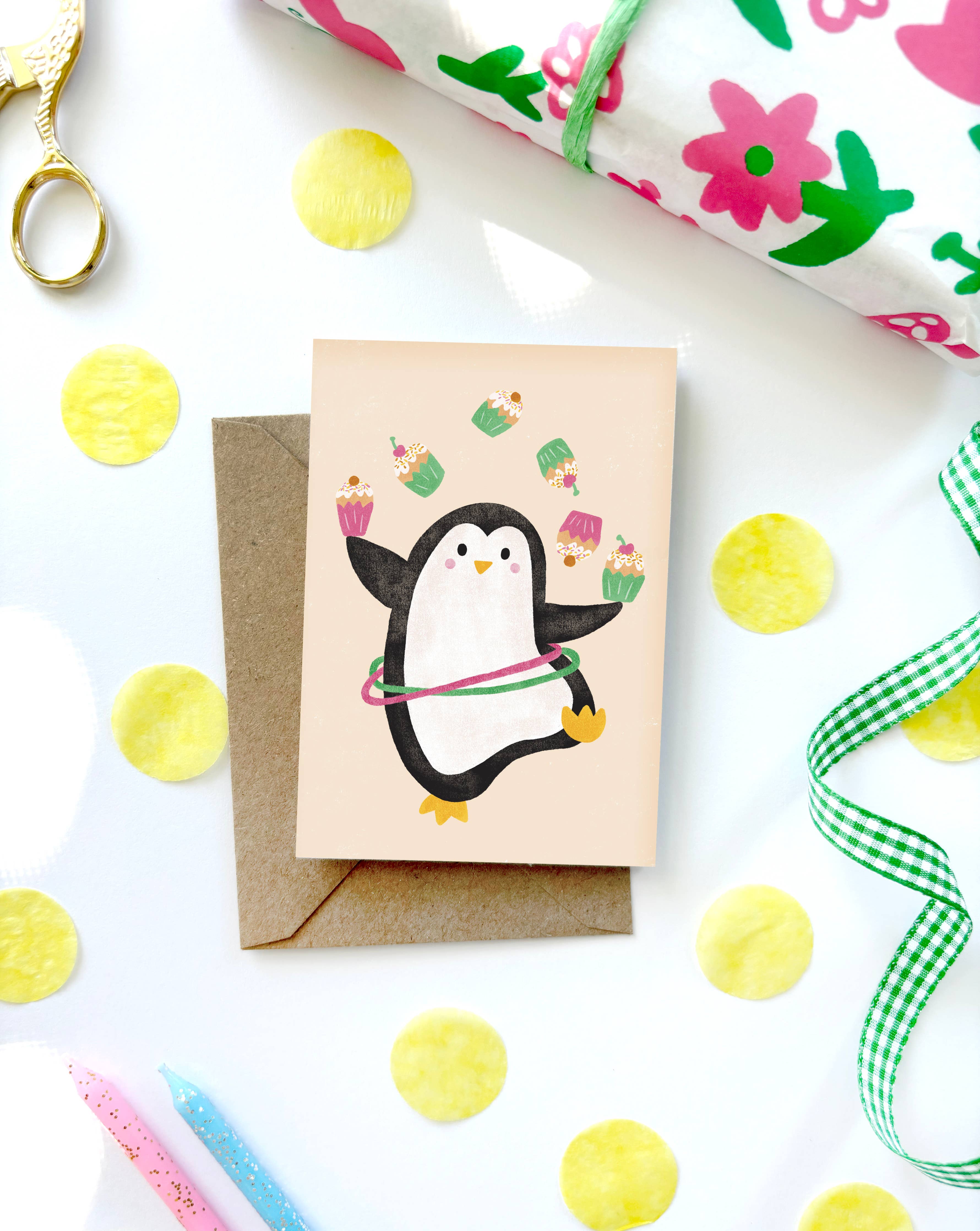 Lauren Sissons Studio - Penguin Birthday Mini Card