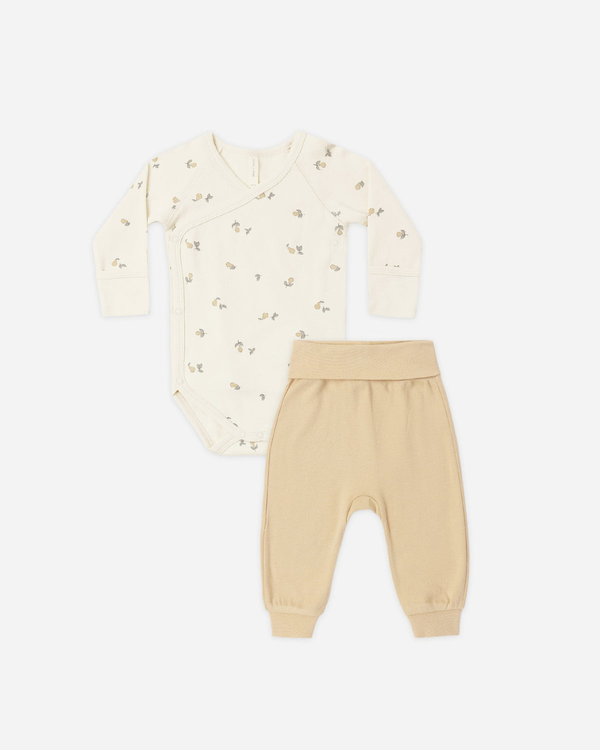 Quincy Mae Side Snap Bodysuit + Pant Set Pears