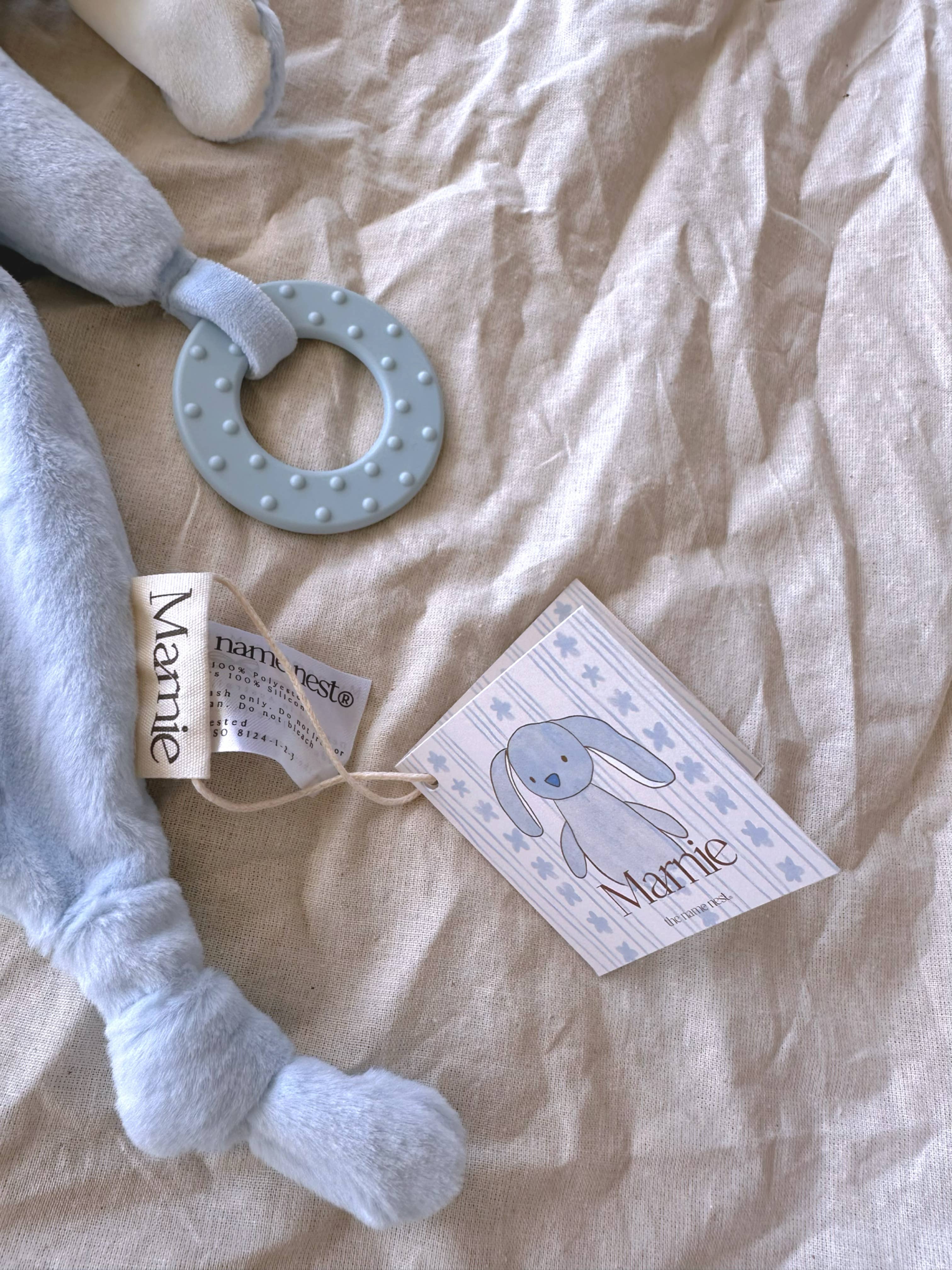 The Name Nest - Marnie Bunny Comforter and Teether Blue