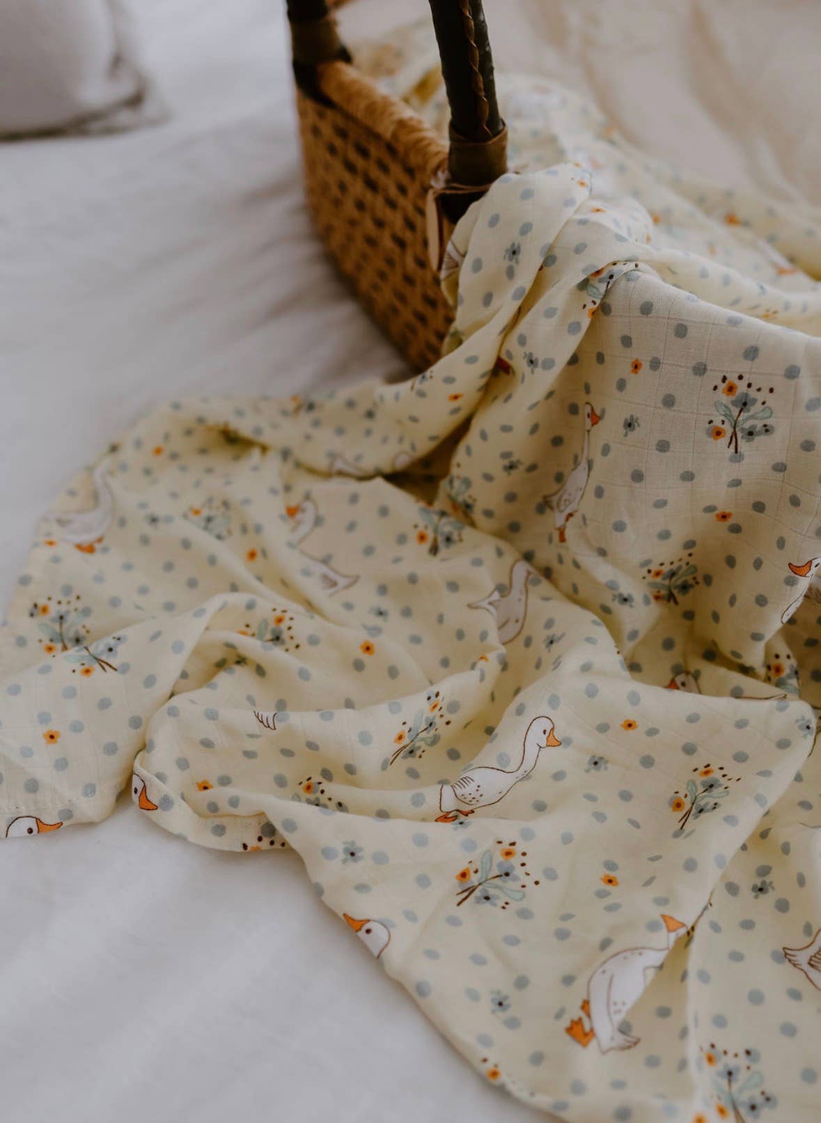 The Name Nest - French Geese Baby Swaddle Wrap