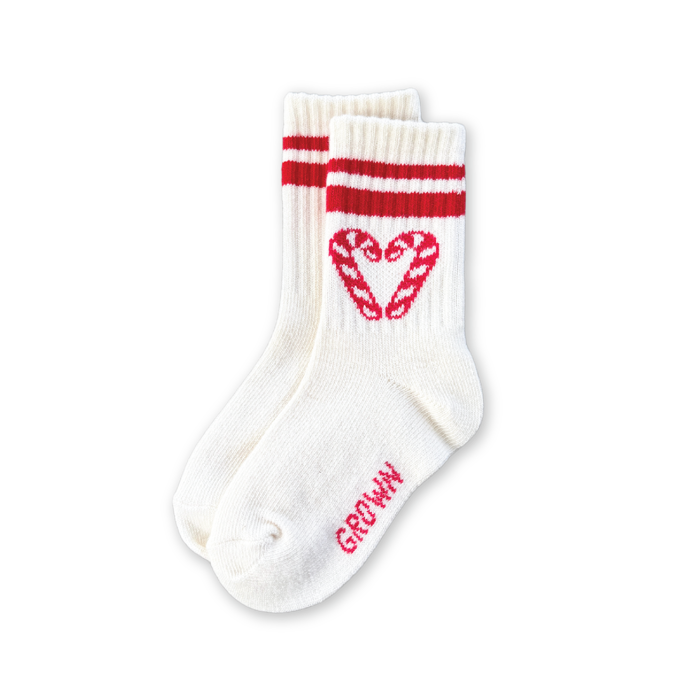 Grown - Candy Cane Heart Socks - Milk