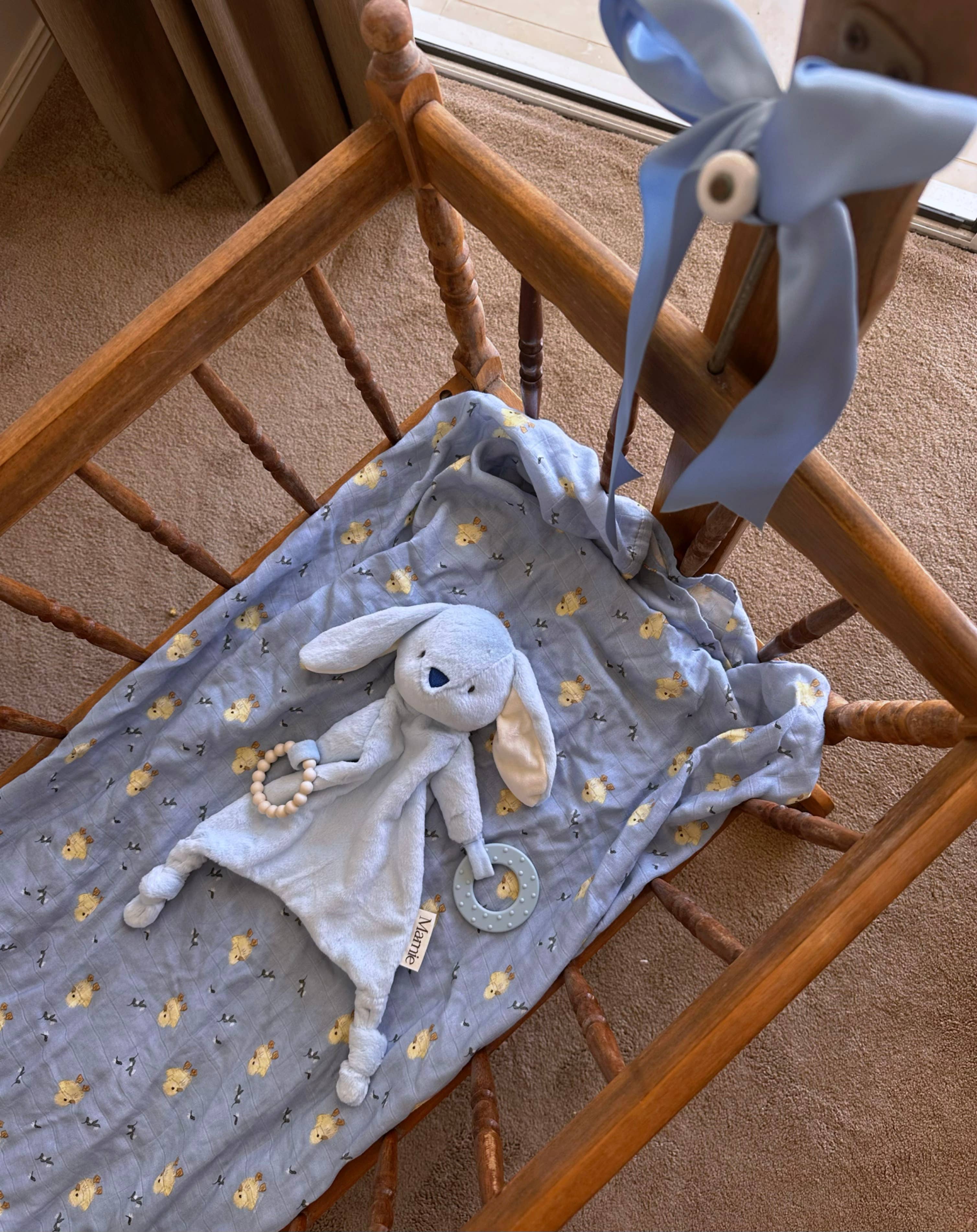 The Name Nest - Marnie Bunny Comforter and Teether Blue