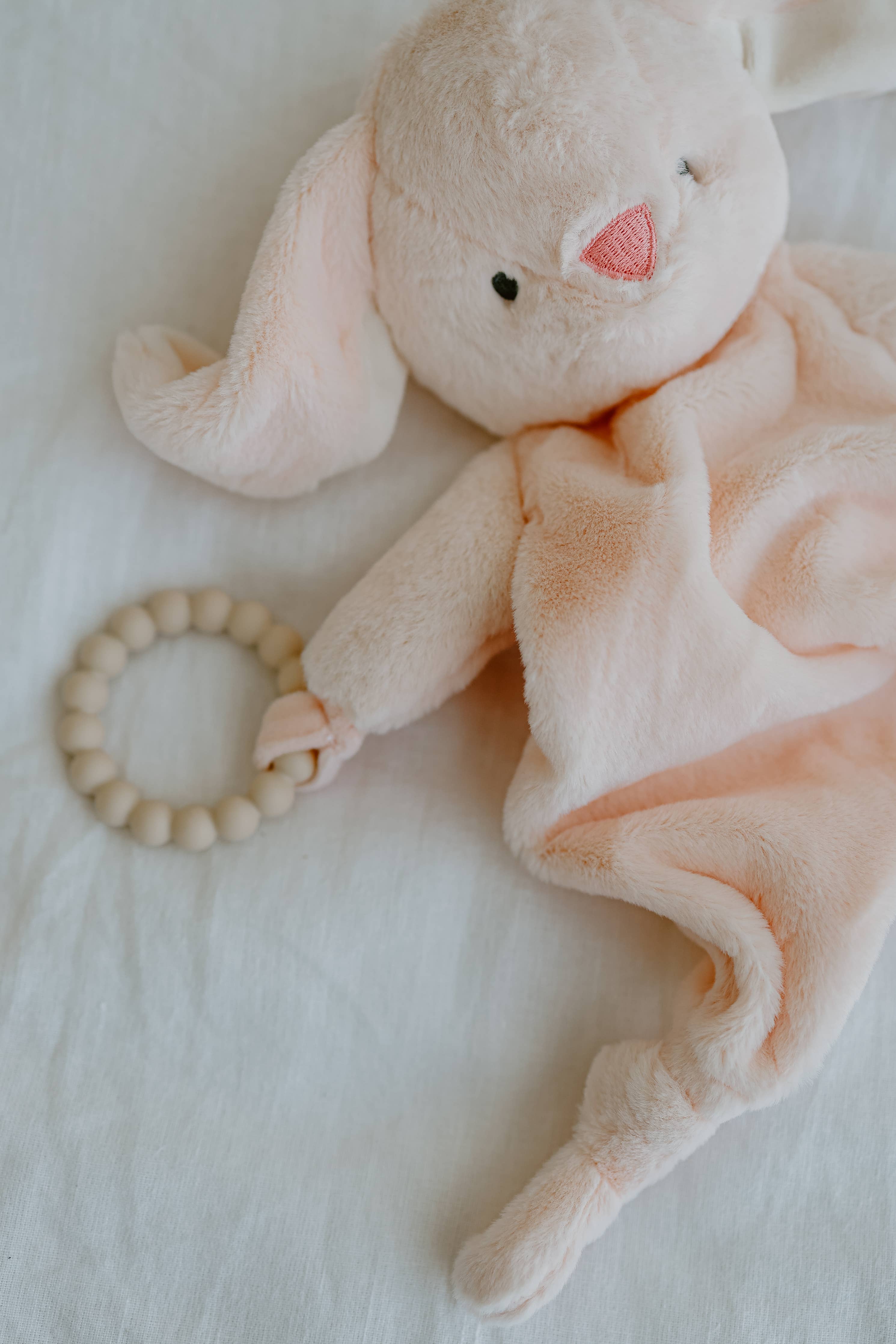 The Name Nest - Marnie Bunny Comforter and Teether Pink
