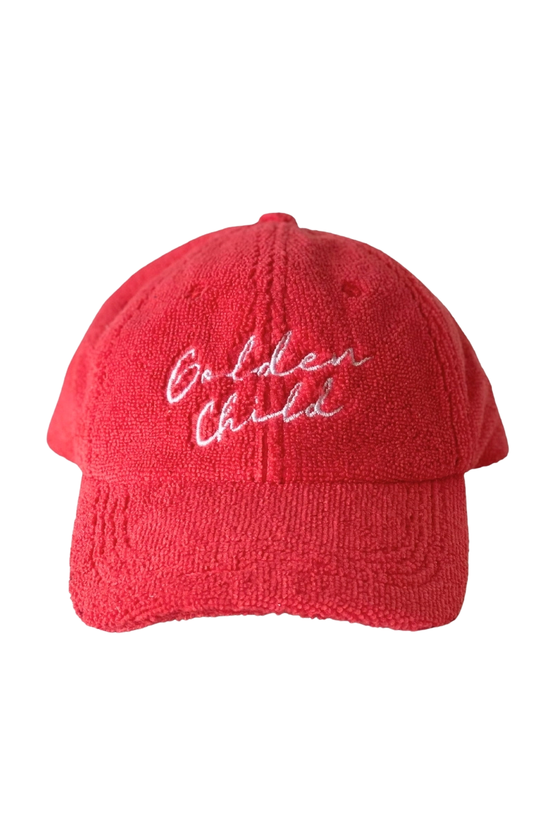 Golden Child - Children's Terry Towelling Cap Red