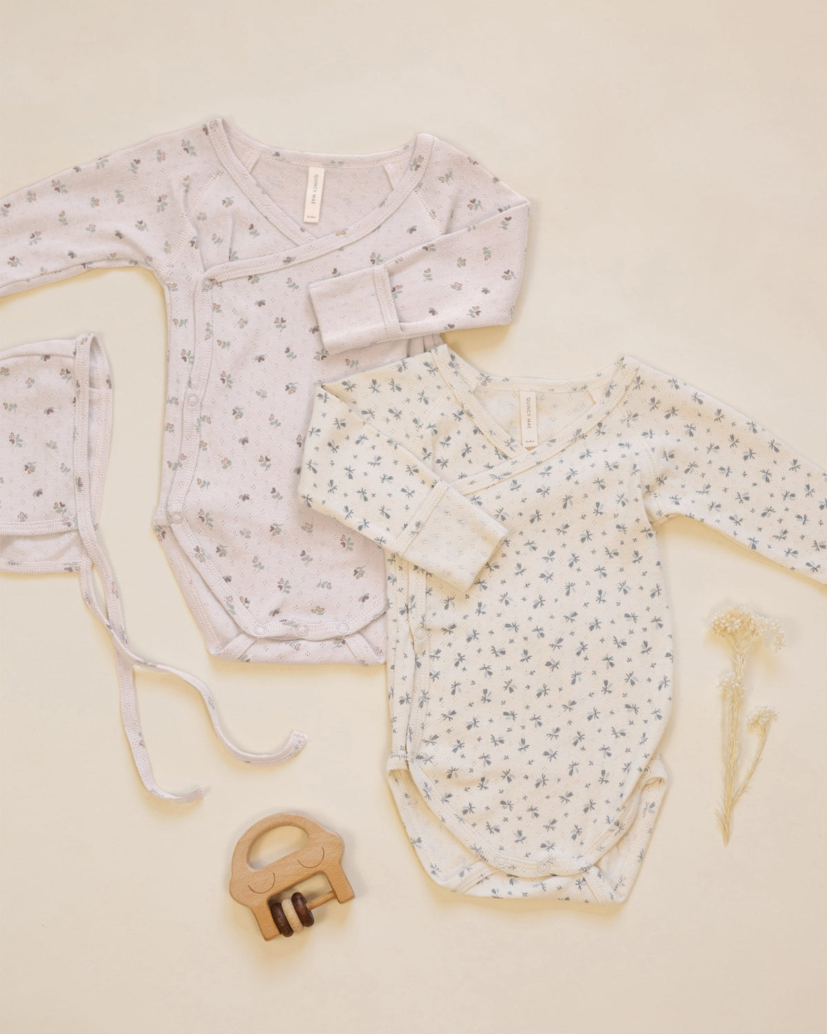Quincy Mae Side Snap Bodysuit Heart Ditsy