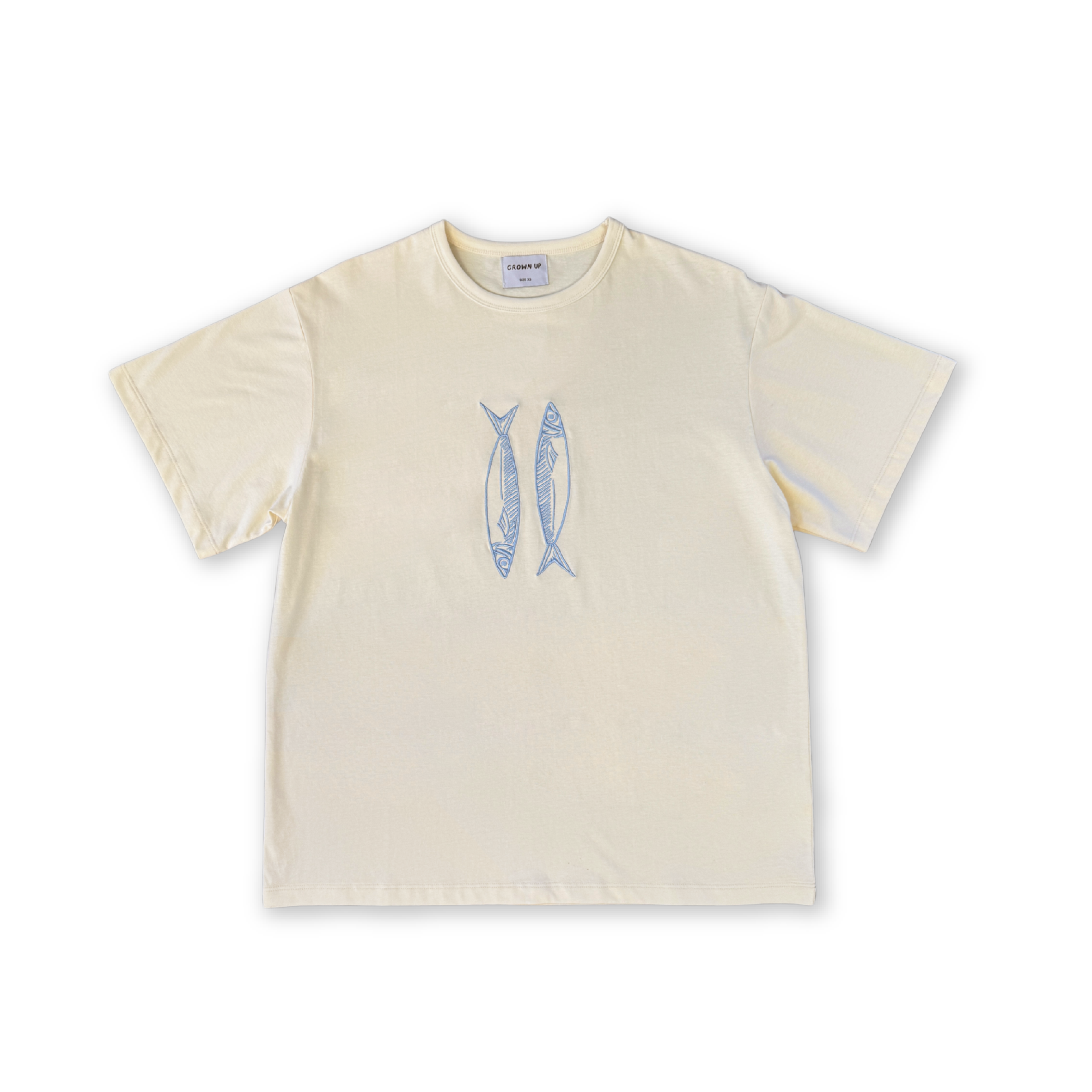 Grown - Ladies Organic Sardine Embroidered Tee Milk
