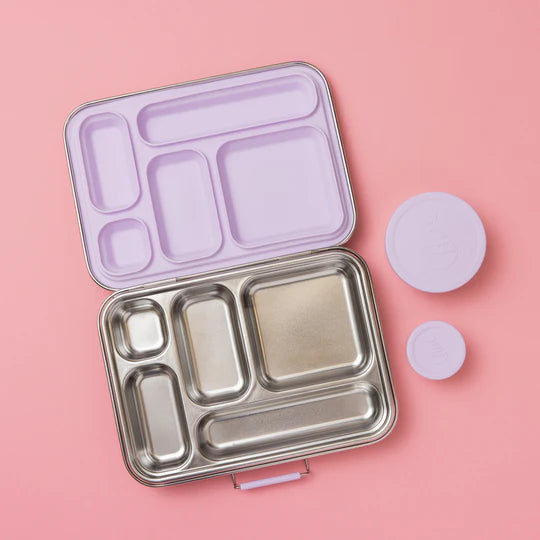 Nudie Rudie - Five Compartment Leakproof Stainless Steel Lunch Box Lilac