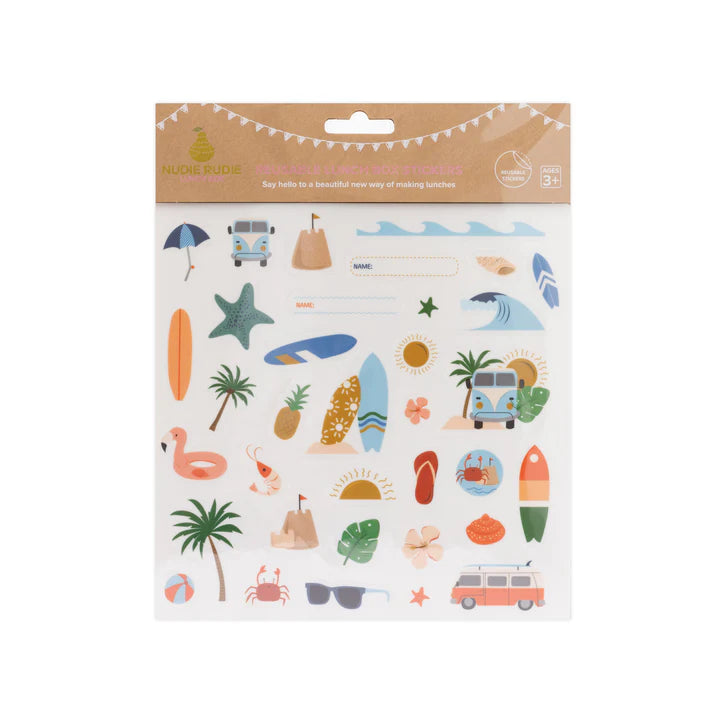 Nudie Rudie - Reusable Lunch Box Stickers Surf's Up