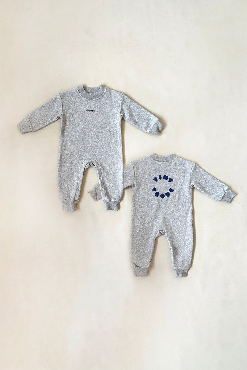 Tiny Trove - Otto Puff Circle Logo Romper Grey Marle