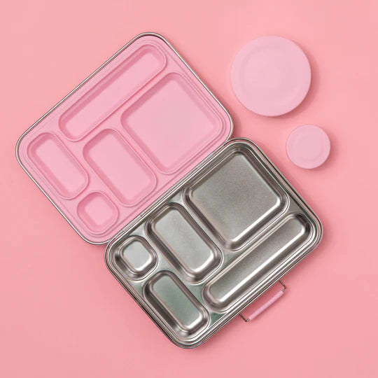 Nudie Rudie - Five Compartment Leakproof Stainless Steel Lunch Box Pink