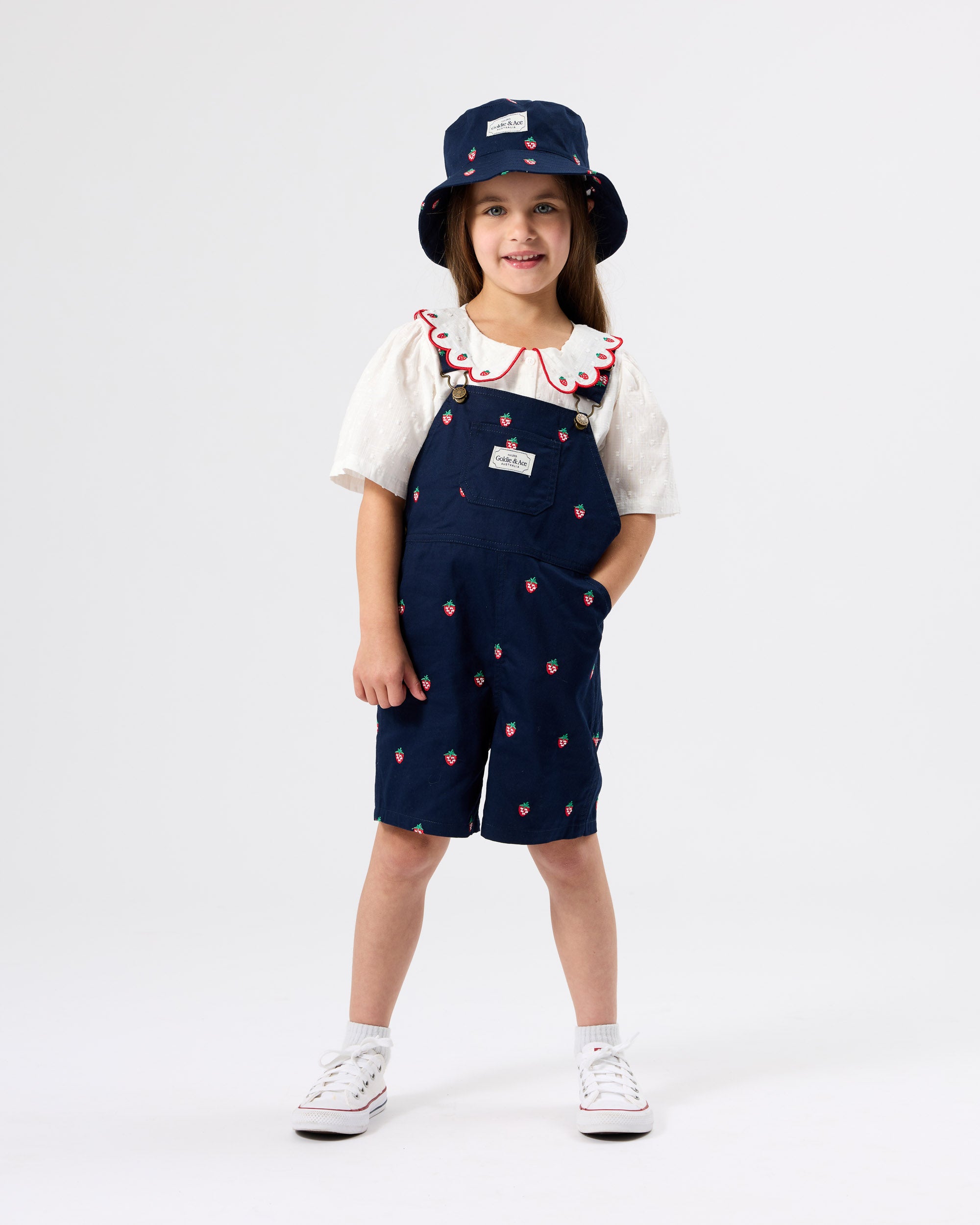 Goldie + Ace - Mini Strawberry Embroidered Bucket Hat