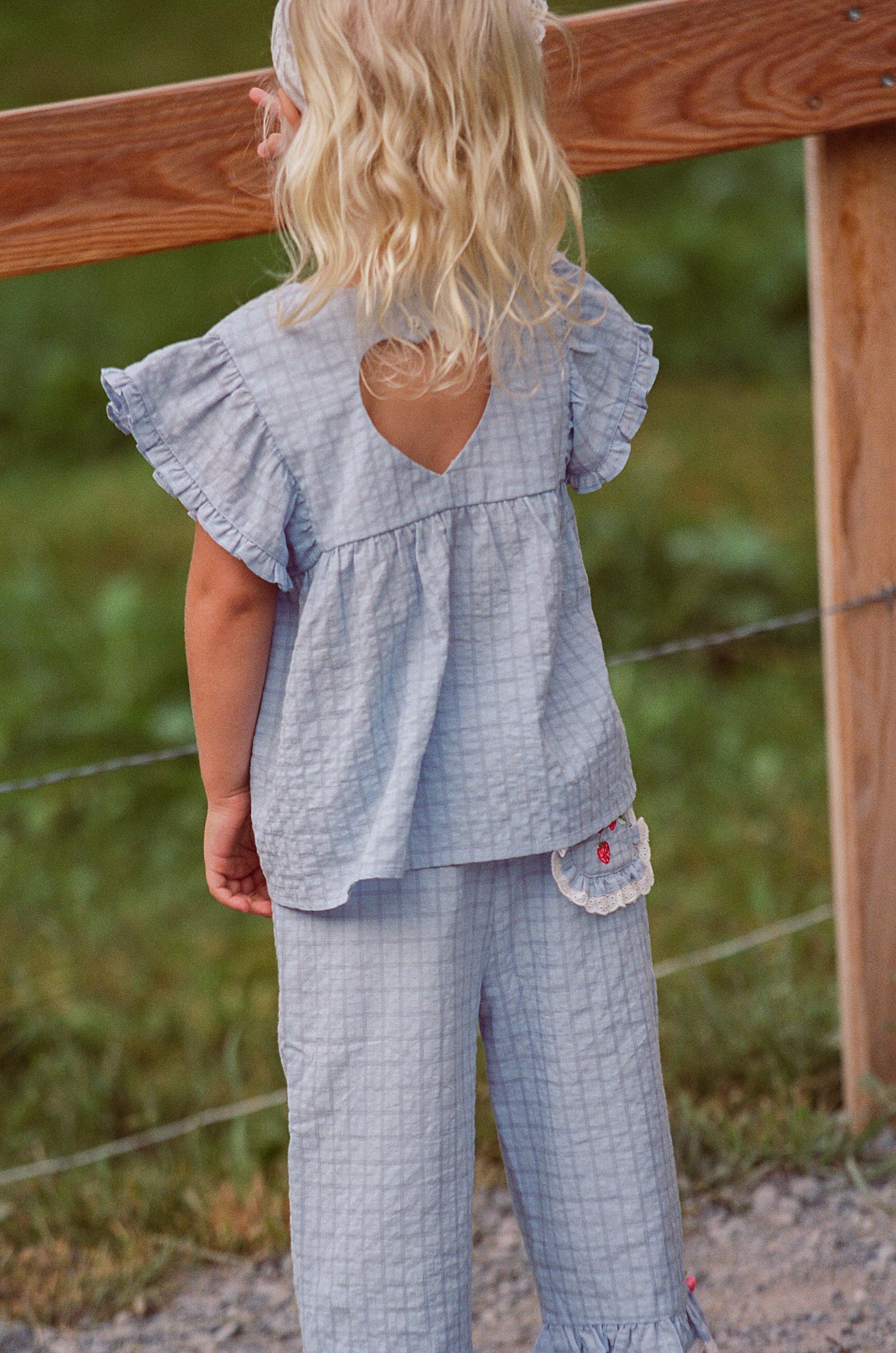 JUNI JNR - Daisy Blouse Sky Gingham