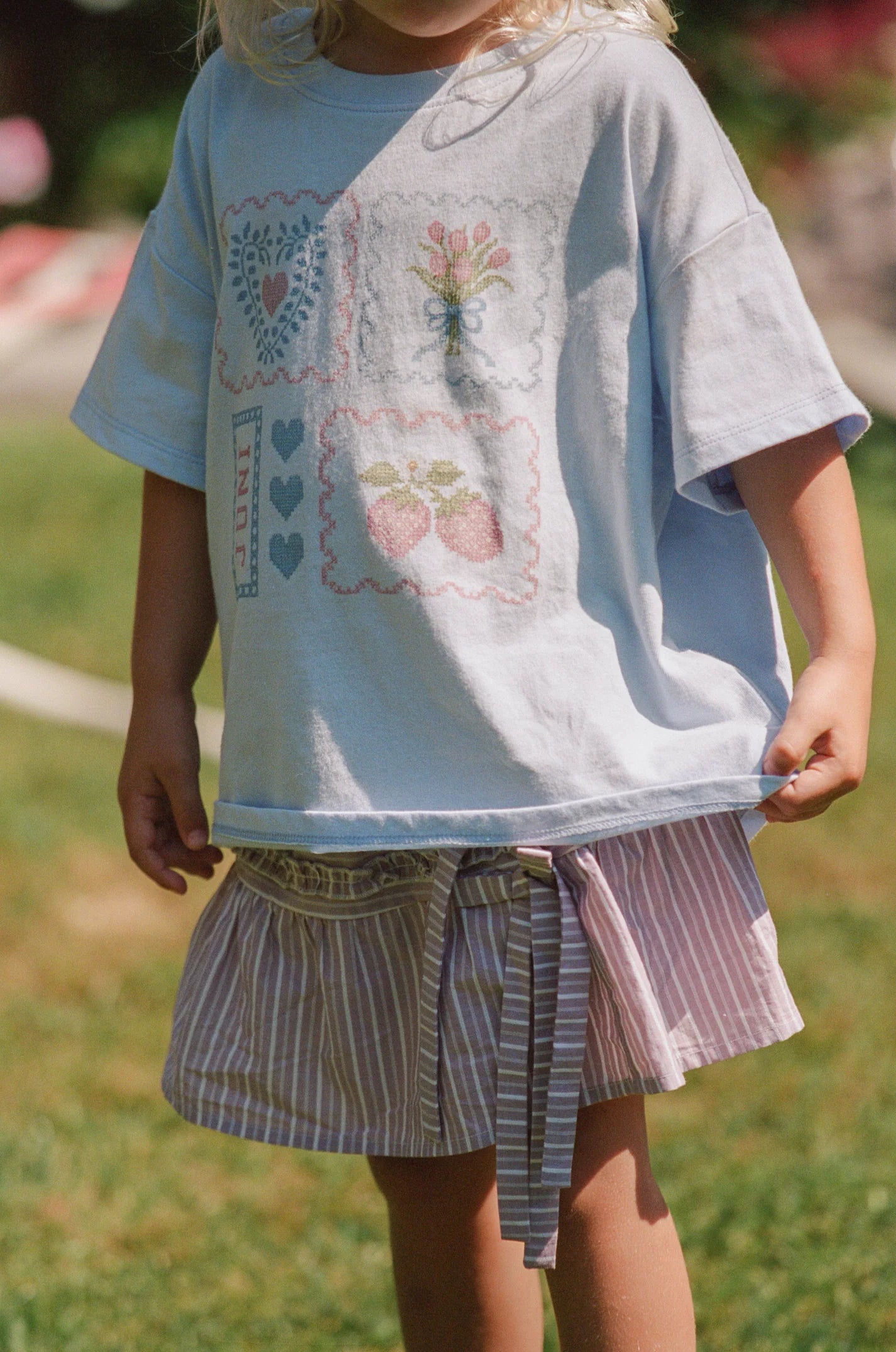 JUNI JNR - Patchwork Tee Sky