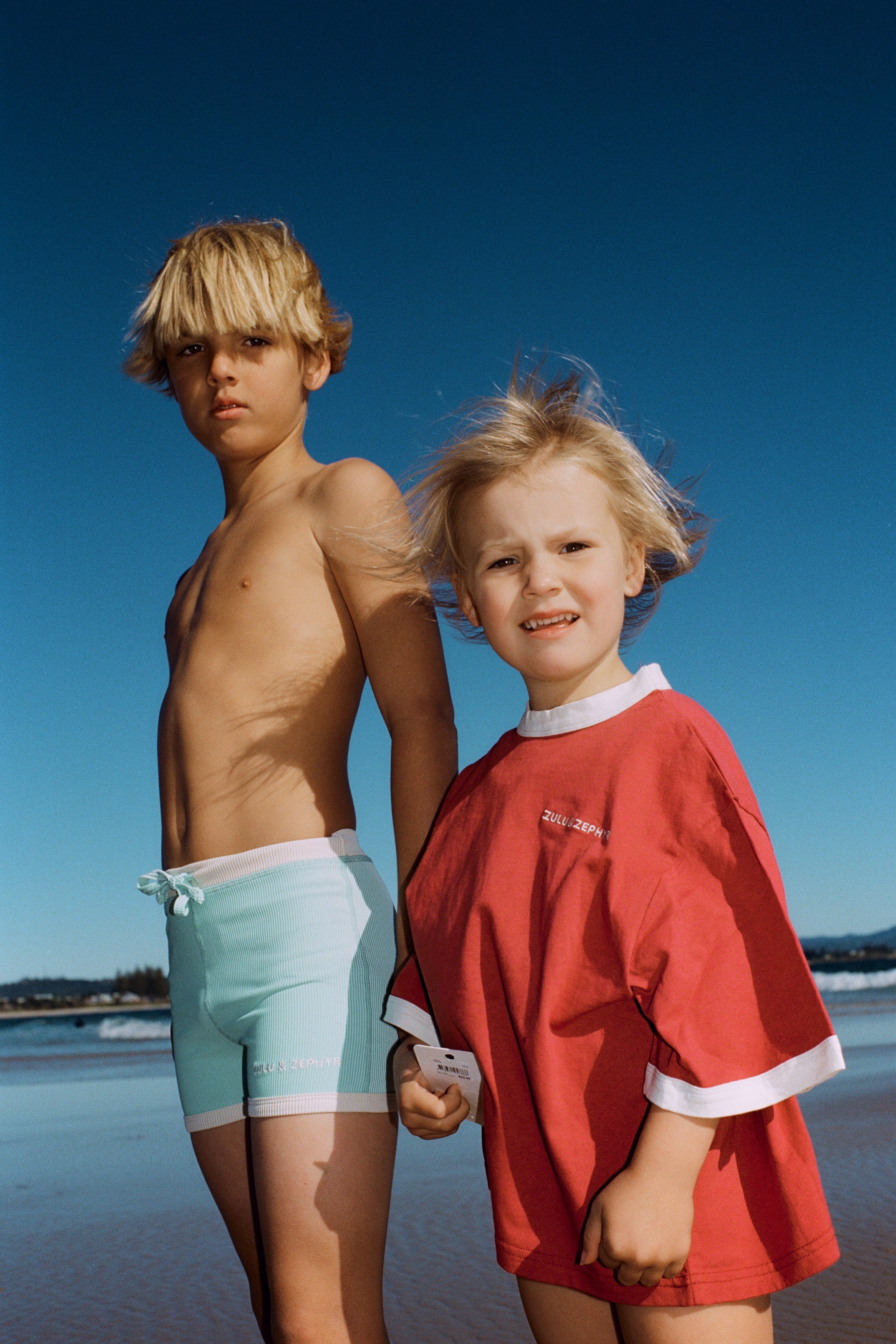 Zulu & Zephyr - Mini Stripe Surf Short Aqua