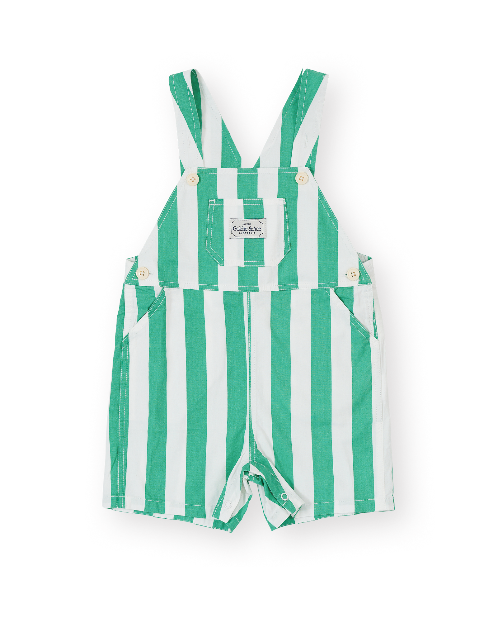 Goldie + Ace - Happy Stripe Button Burton Overalls