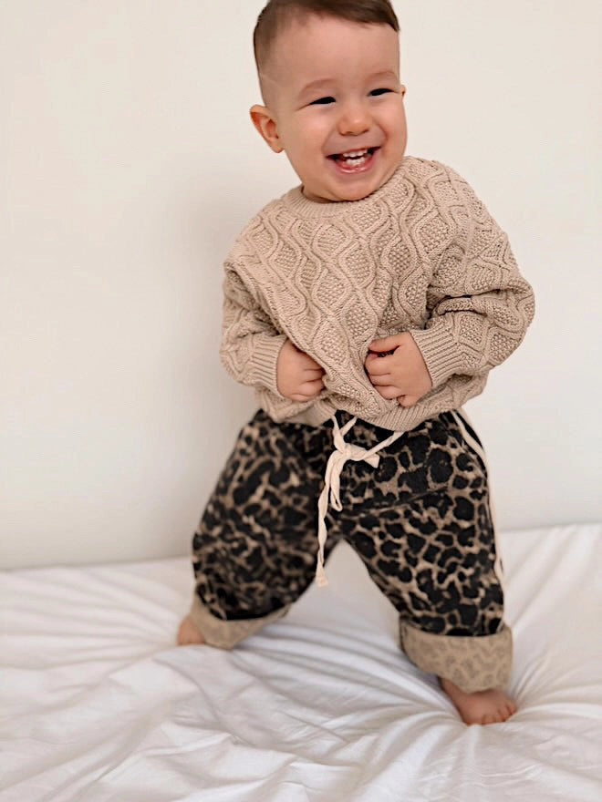 Freckles the Label - Denim Track Pants Leopard Racer