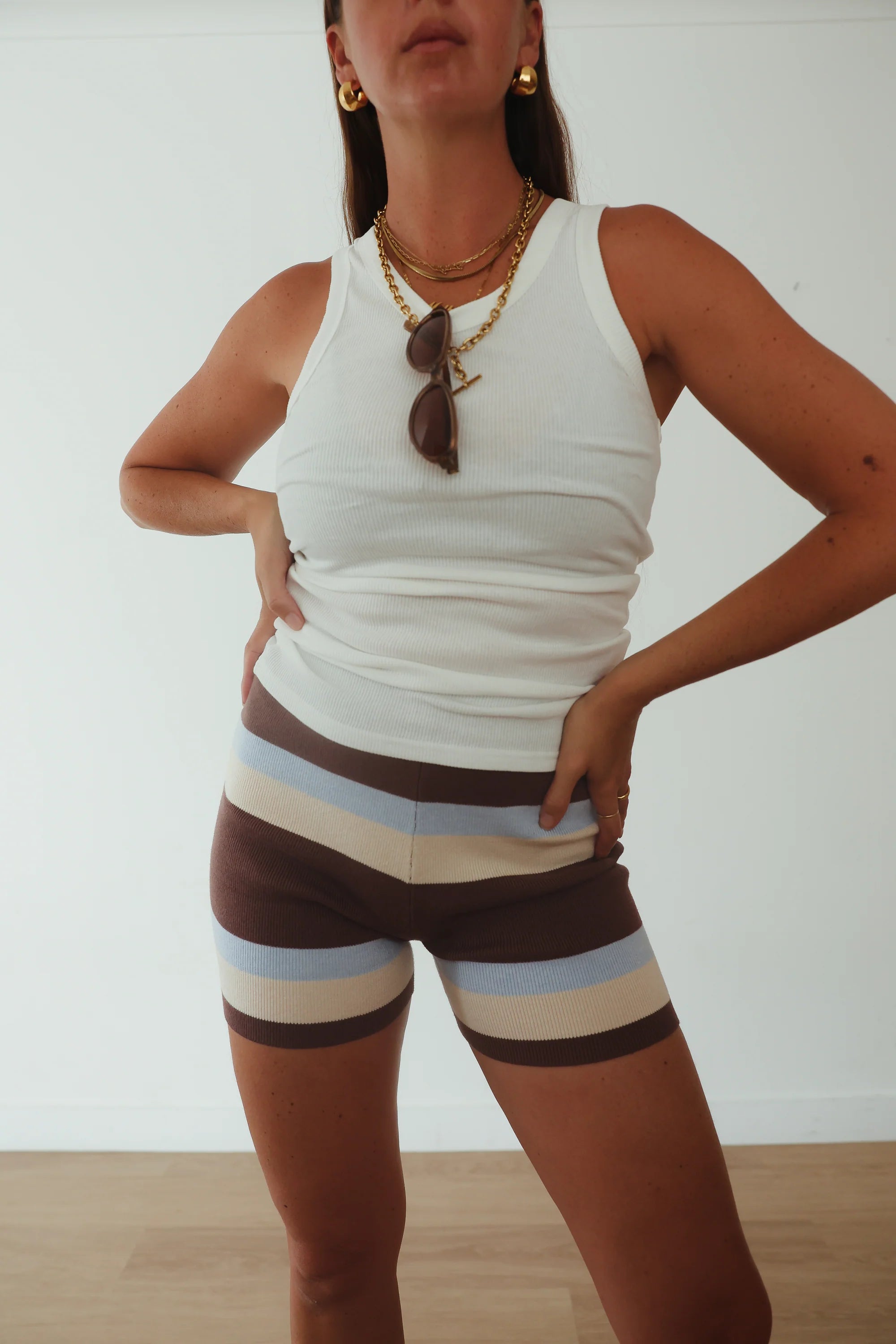 By Billie - Womens Knit Short Stripe