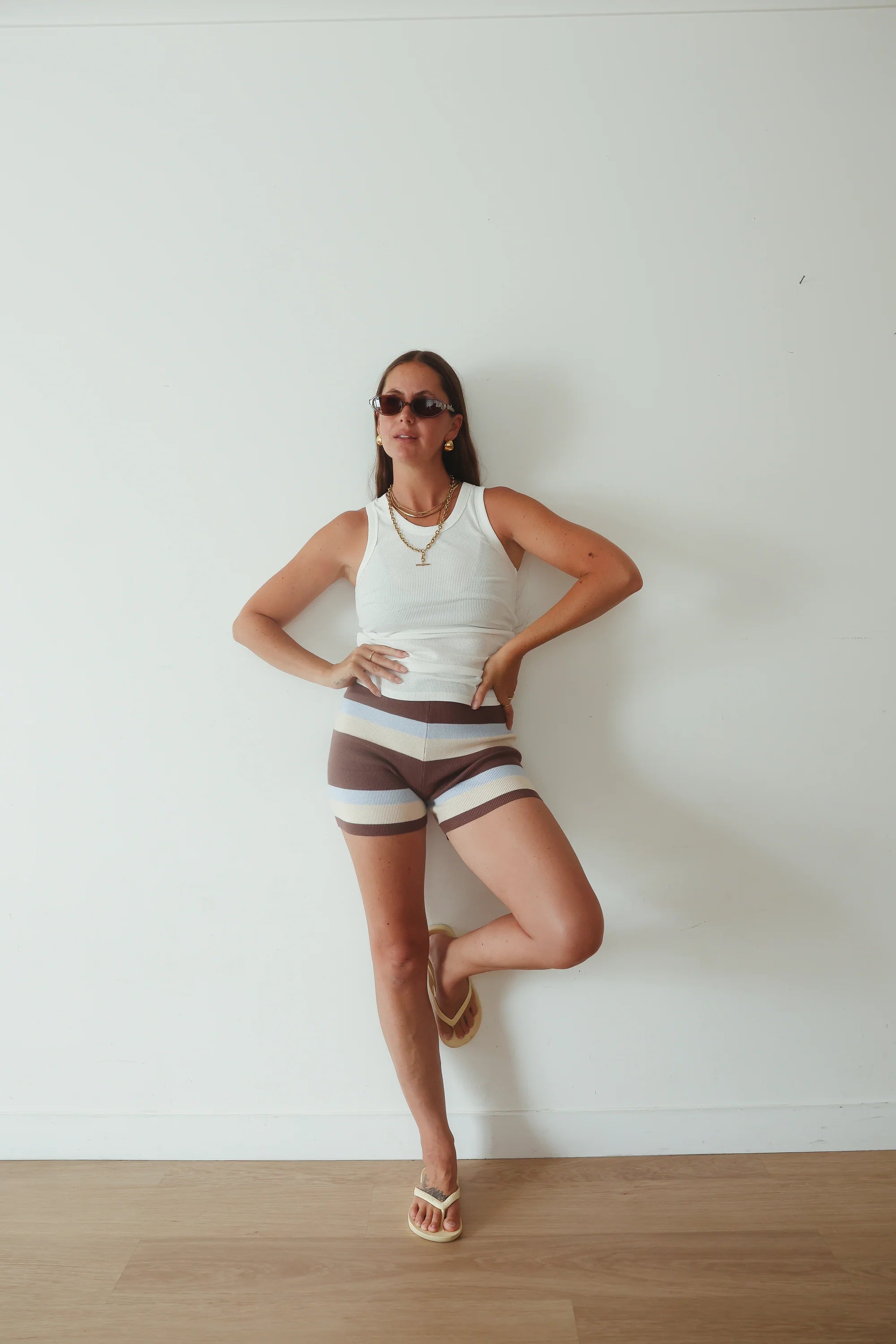 By Billie - Womens Knit Short Stripe - Size M/L