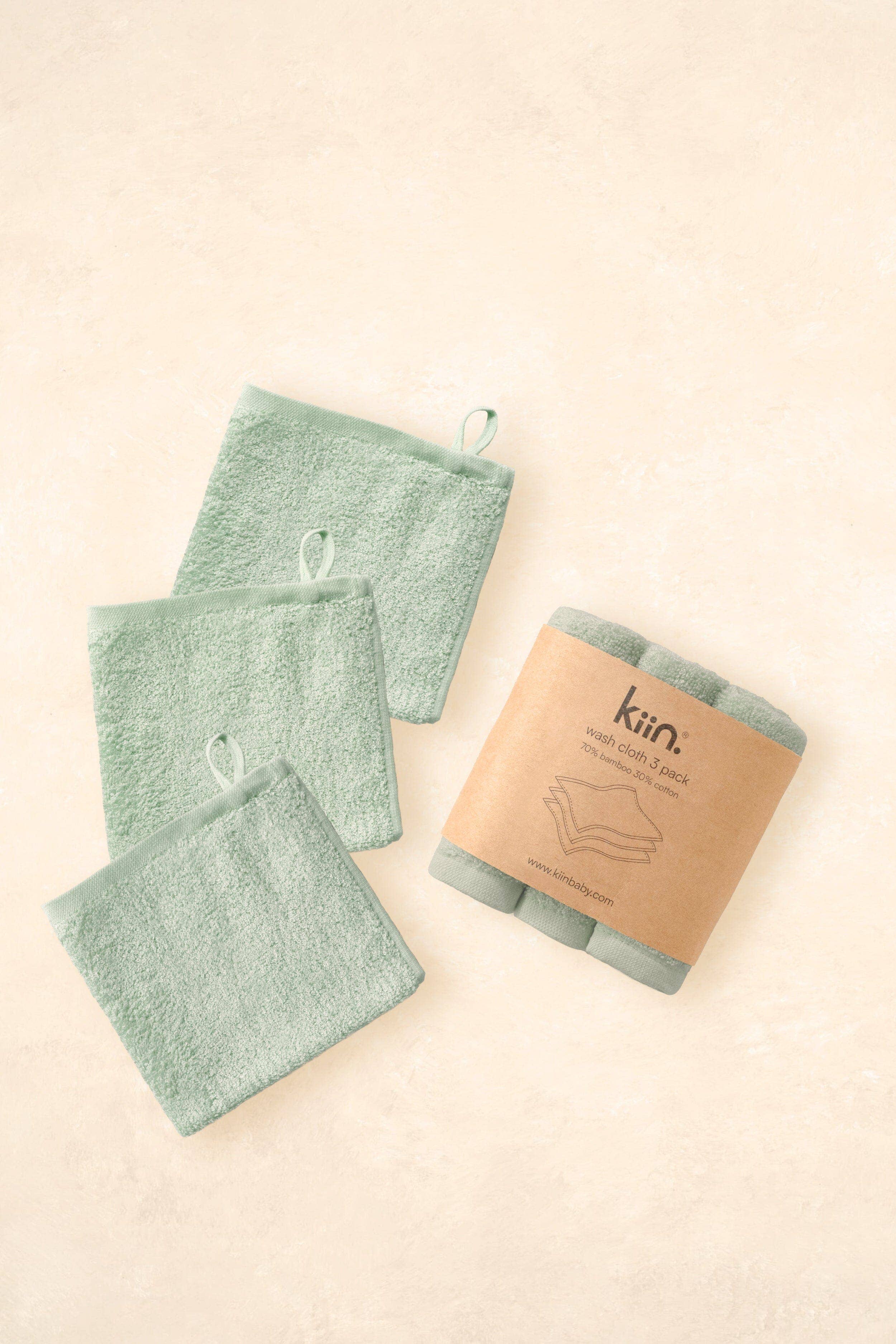 Kiin Baby - Wash Cloths 3 Pack Sage