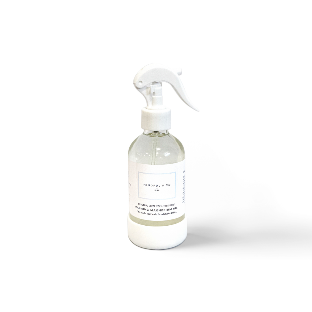 Mindful & Co calming magnesium oil spray bottle.