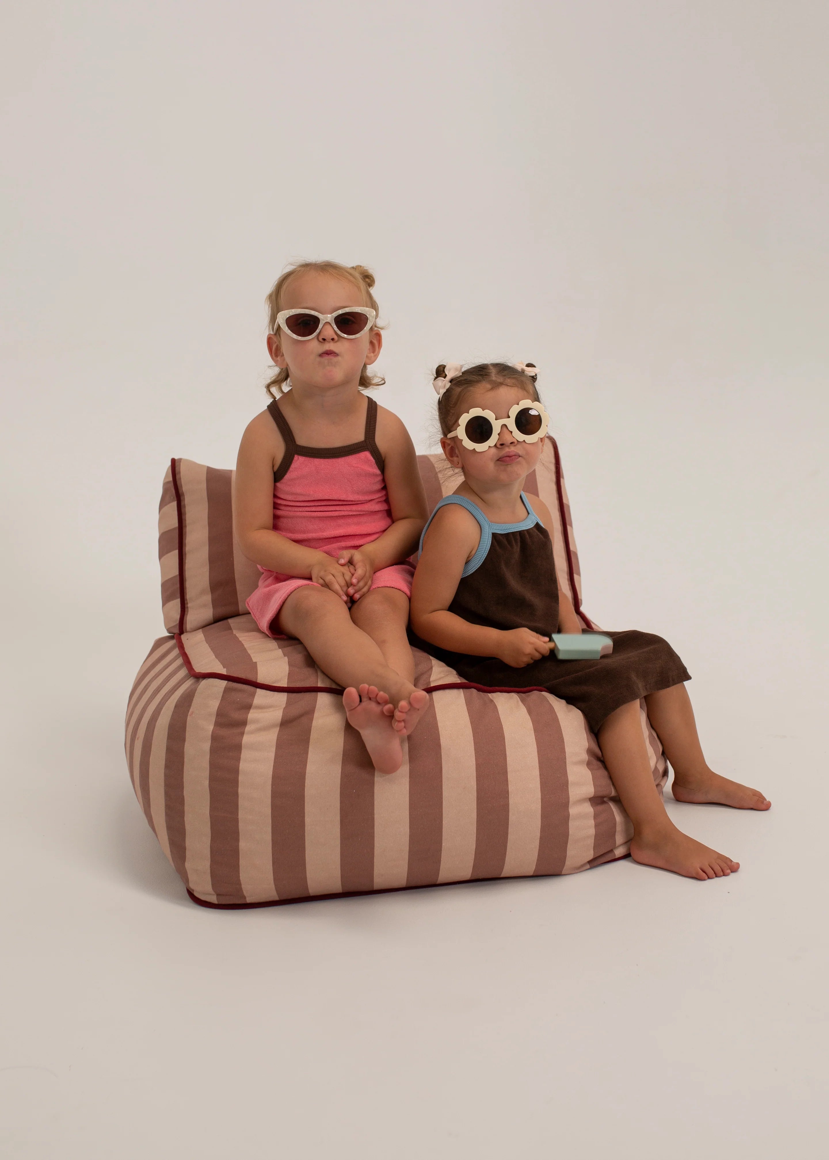 Tiny Trove - Stevie Terry Towelling Dress Dark Chocolate/Powder Blue