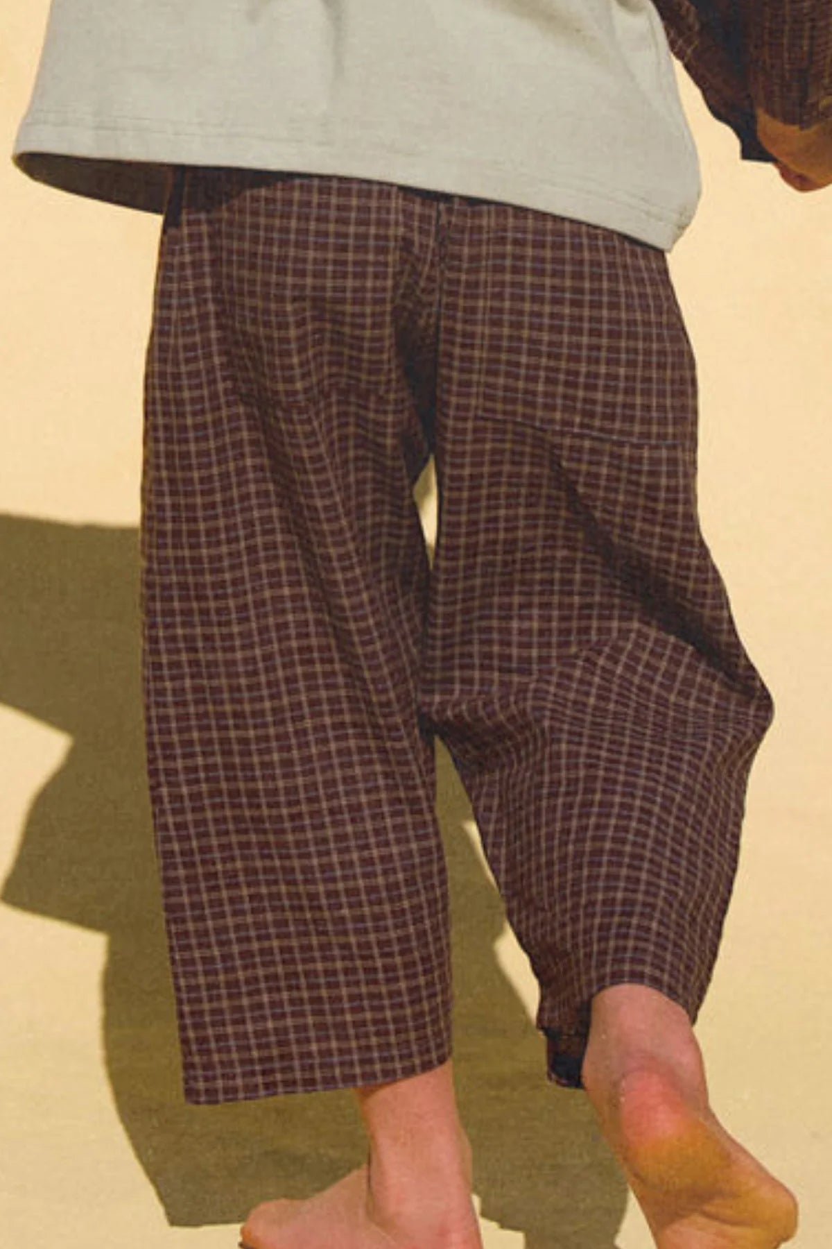 Little The Label - Dusty Drop Crotch Pant Choc Gingham