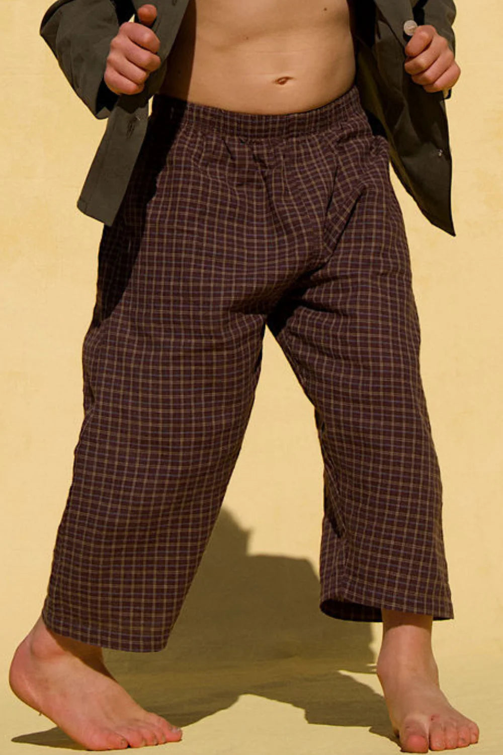 Little The Label - Dusty Drop Crotch Pant Choc Gingham