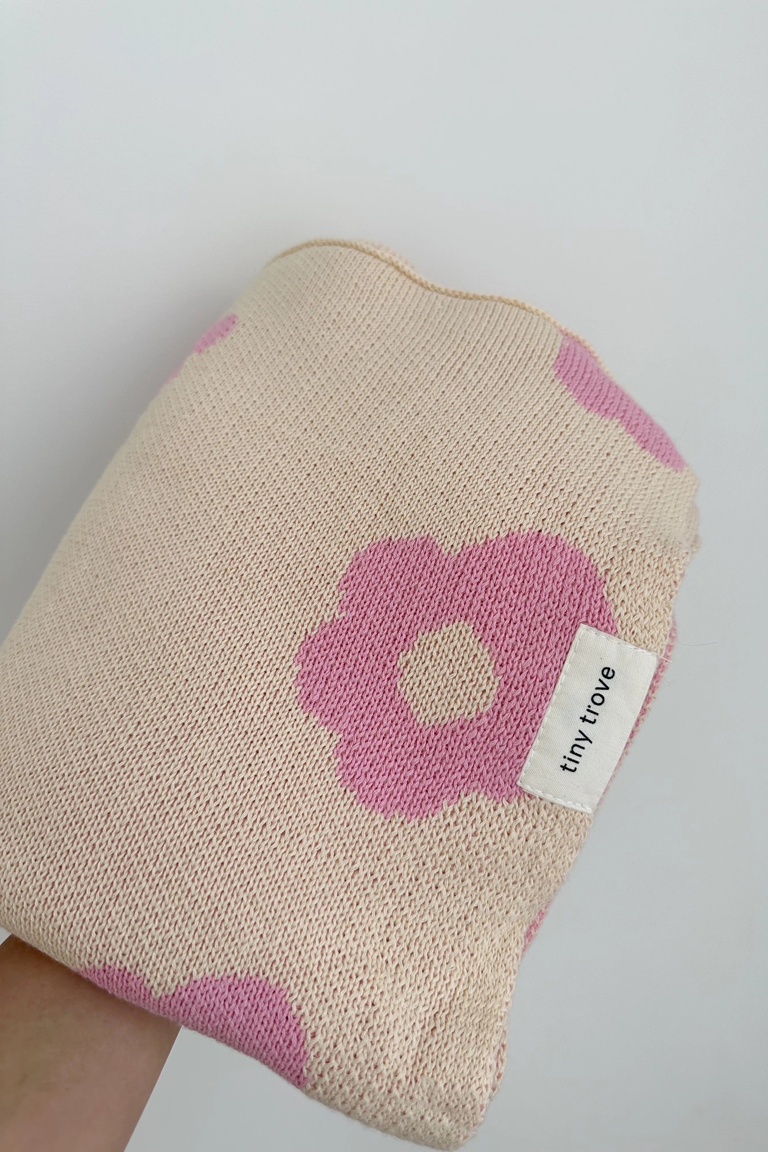 Flora Knitted Blanket Cream/Pink