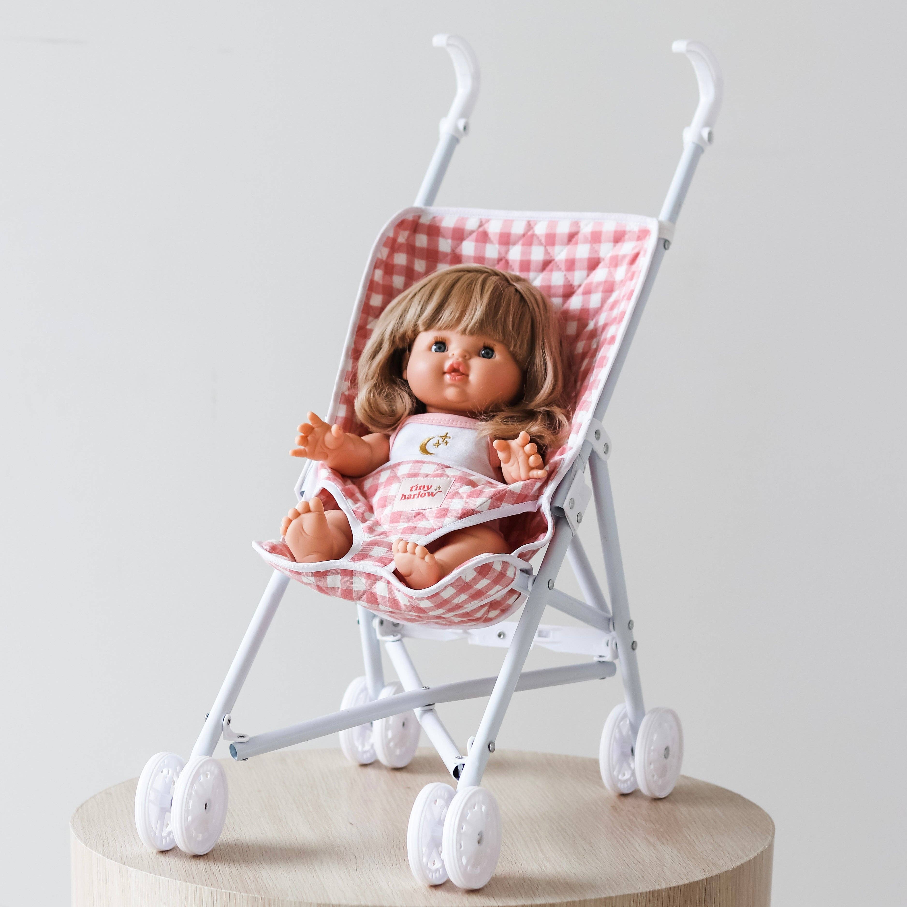 Tiny Harlow - Folding Dolls Stroller Pink Gingham