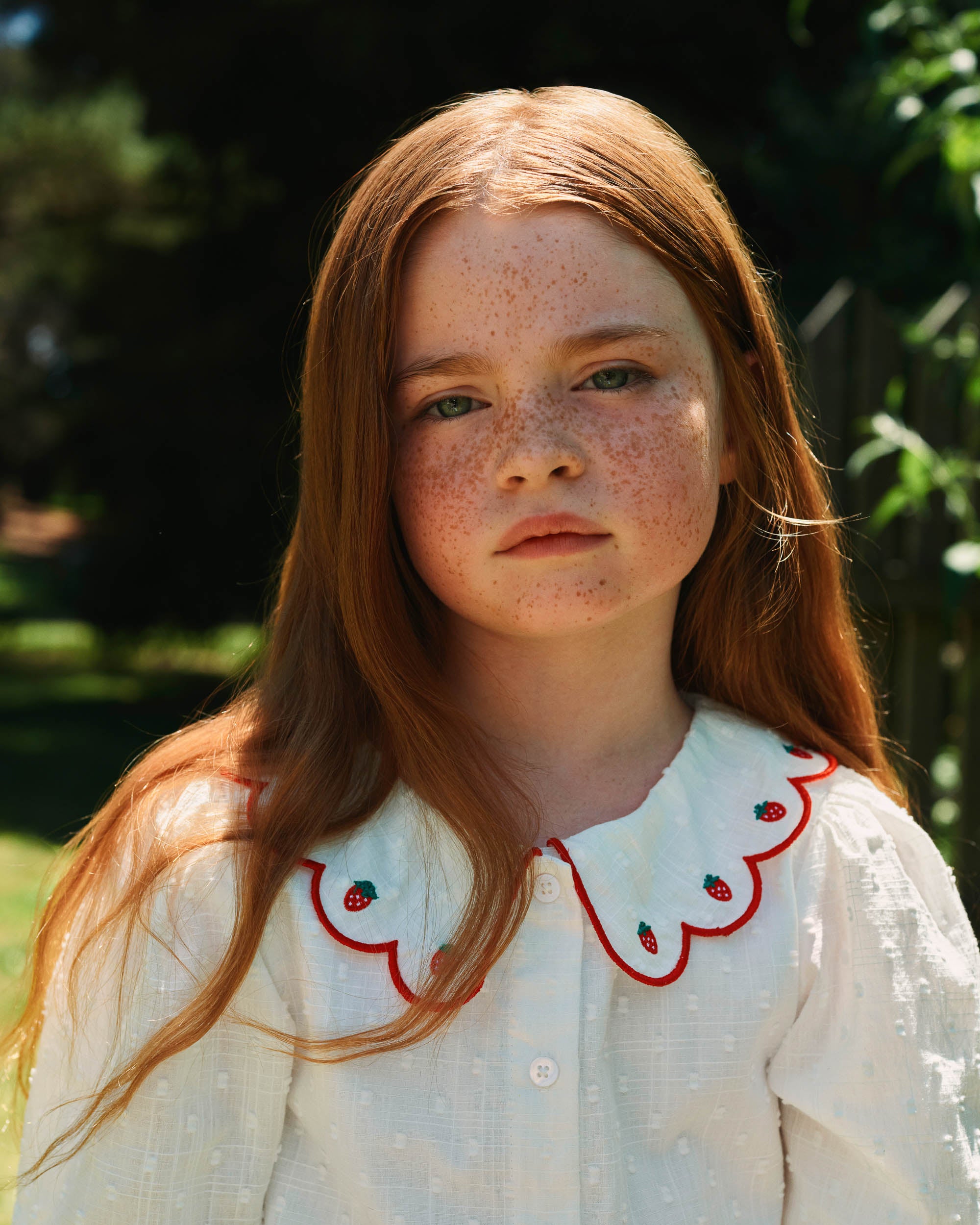 Goldie + Ace - Scallop Collar Strawberry Cropped Blouse